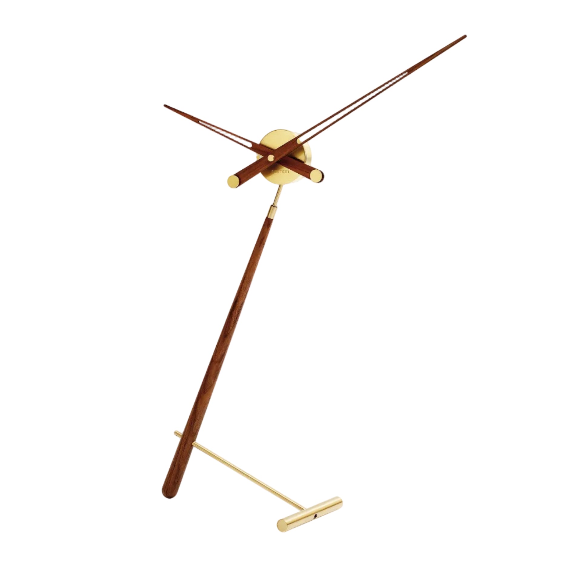 PUNTERO table clock walnut wood with brass finish