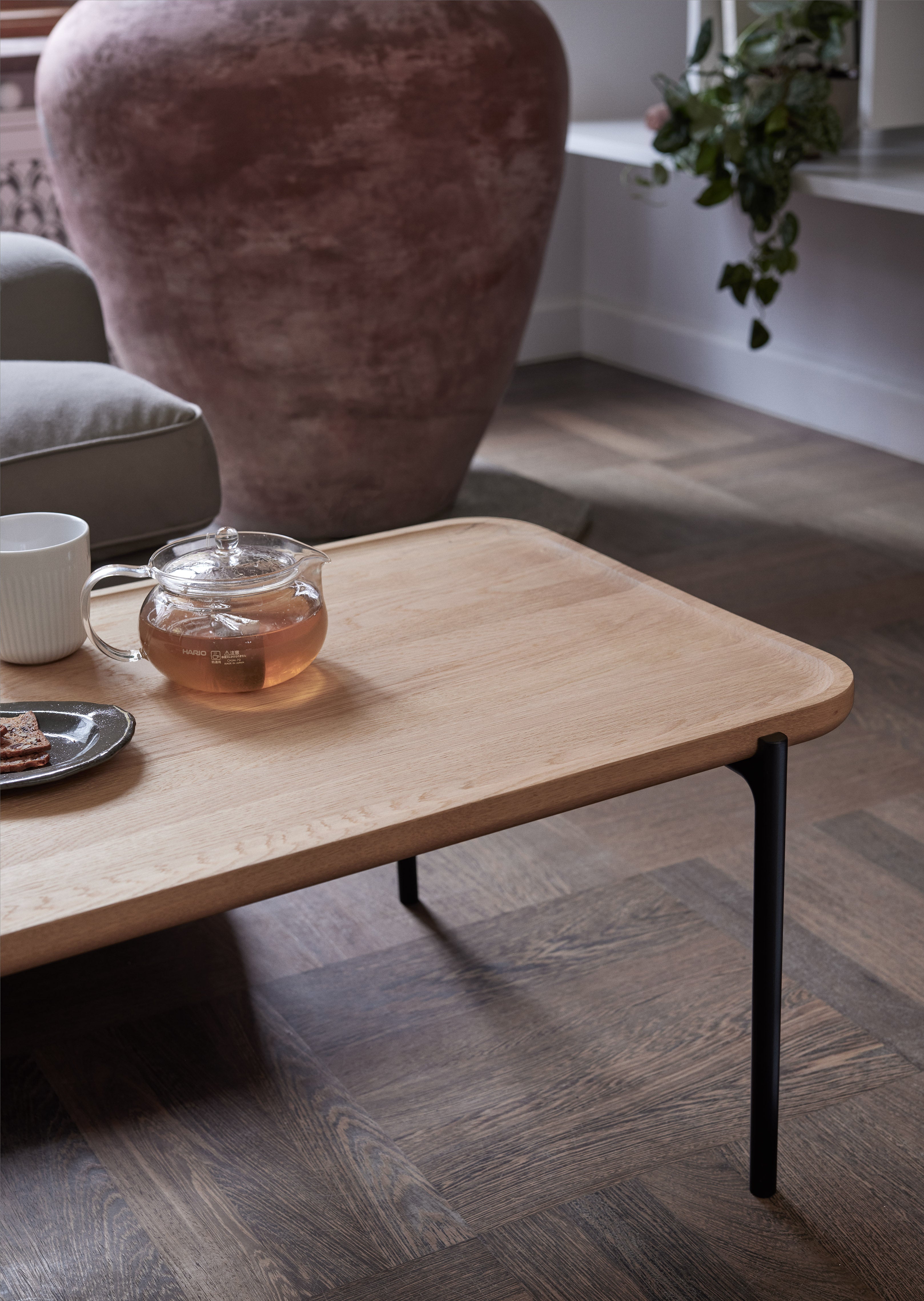 Rectangular Side Table SAVOYE Black Oak with Black Base