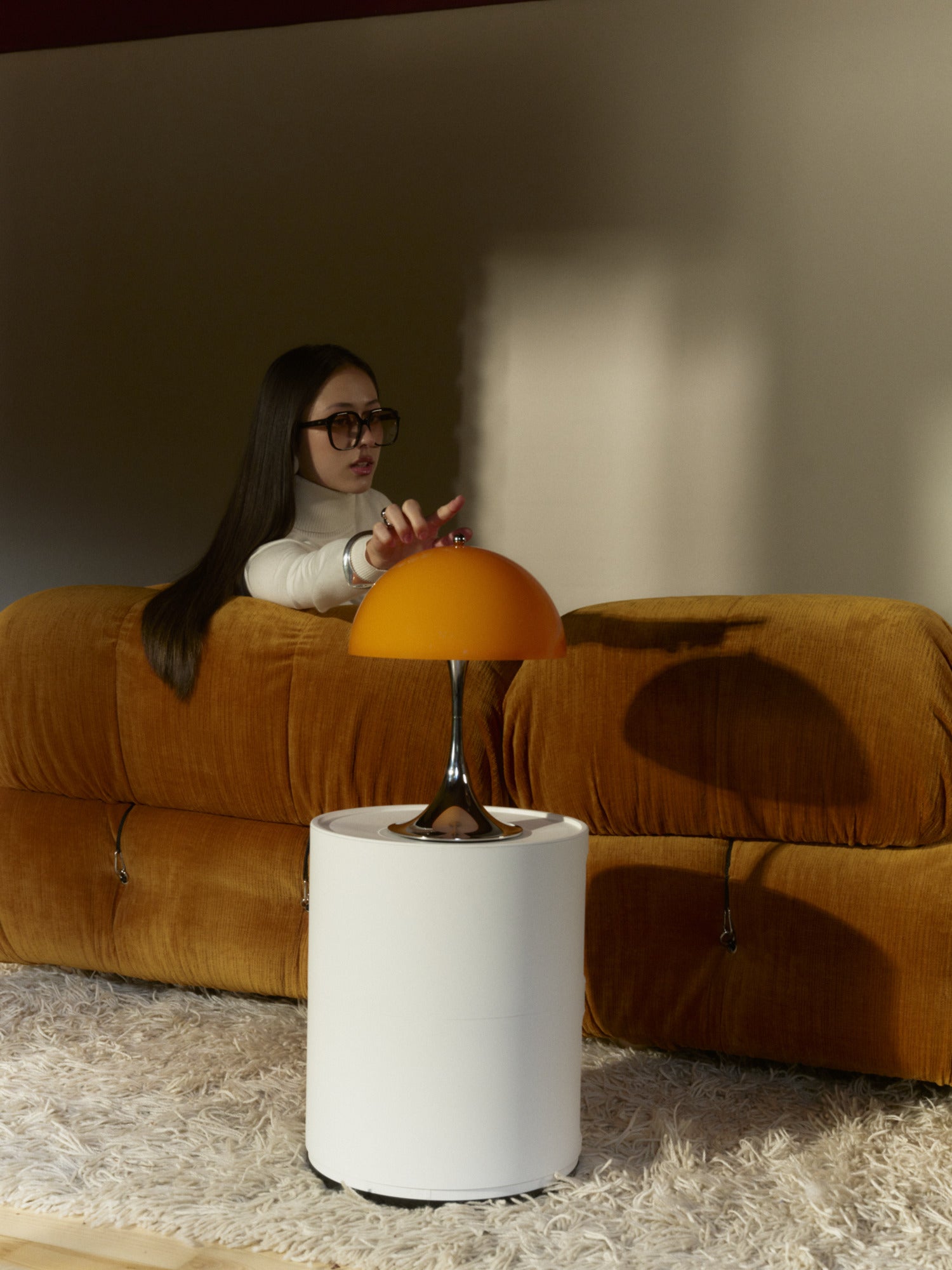 Portable Lamp PANTHELLA 250 orange with chrome base