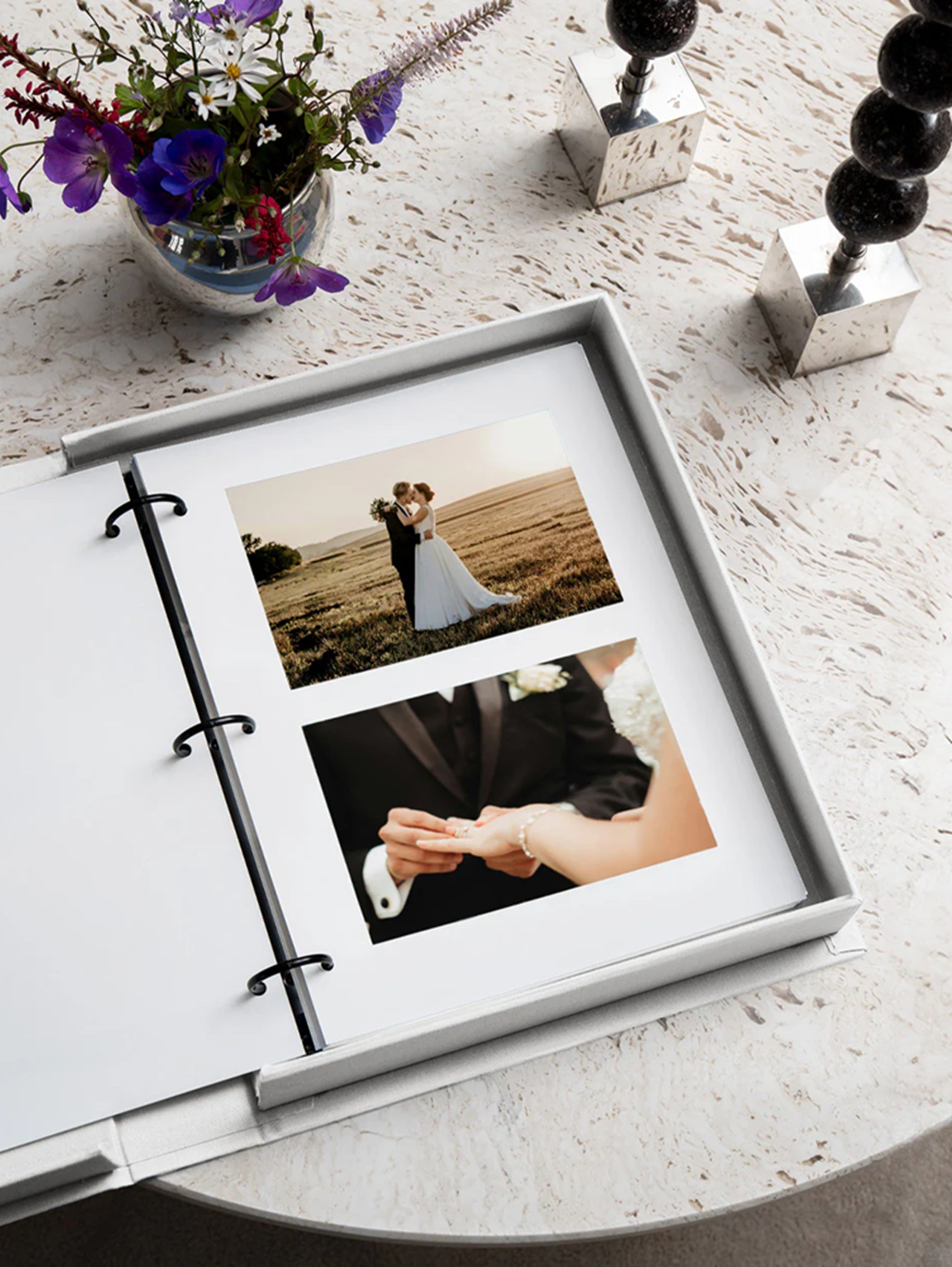 A STORY OF LOVE White Photo Album with Silver