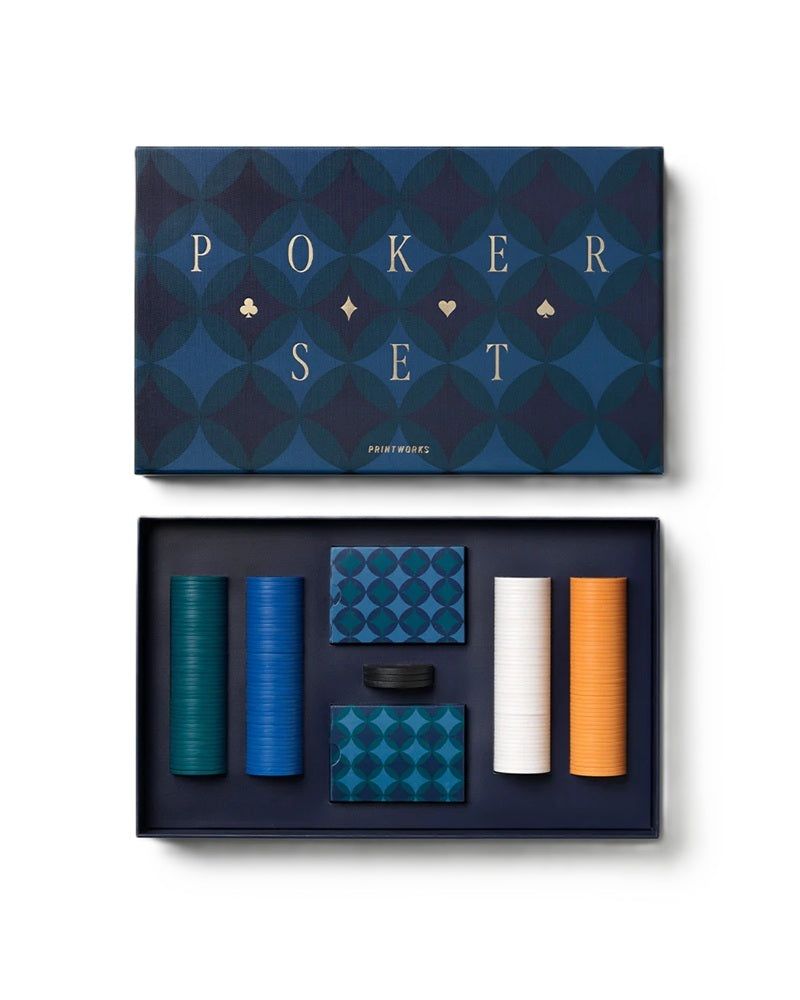 ART OF POKER black and navy poker set
