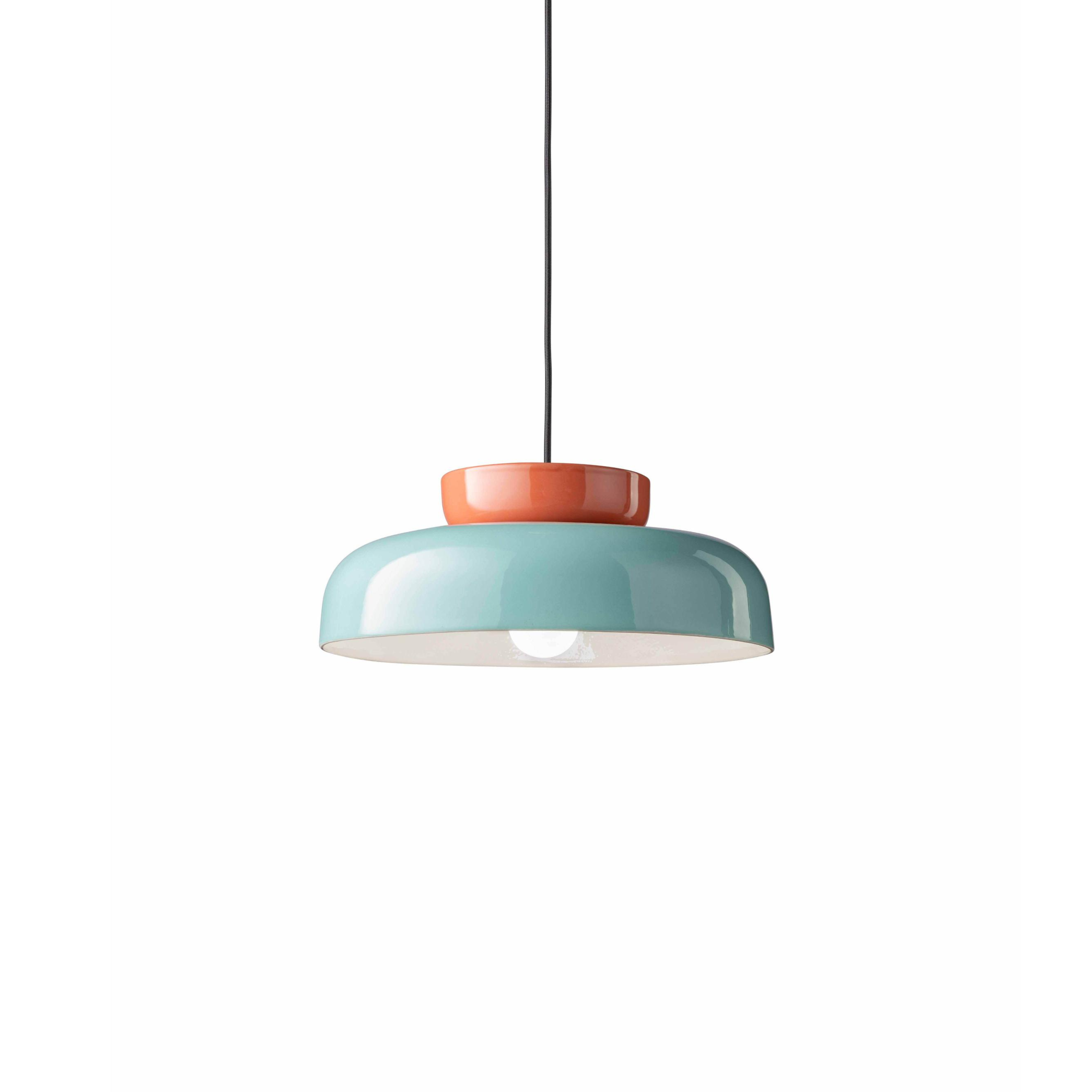 Ceramic pendant lamp MARACANÀ in blue with orange