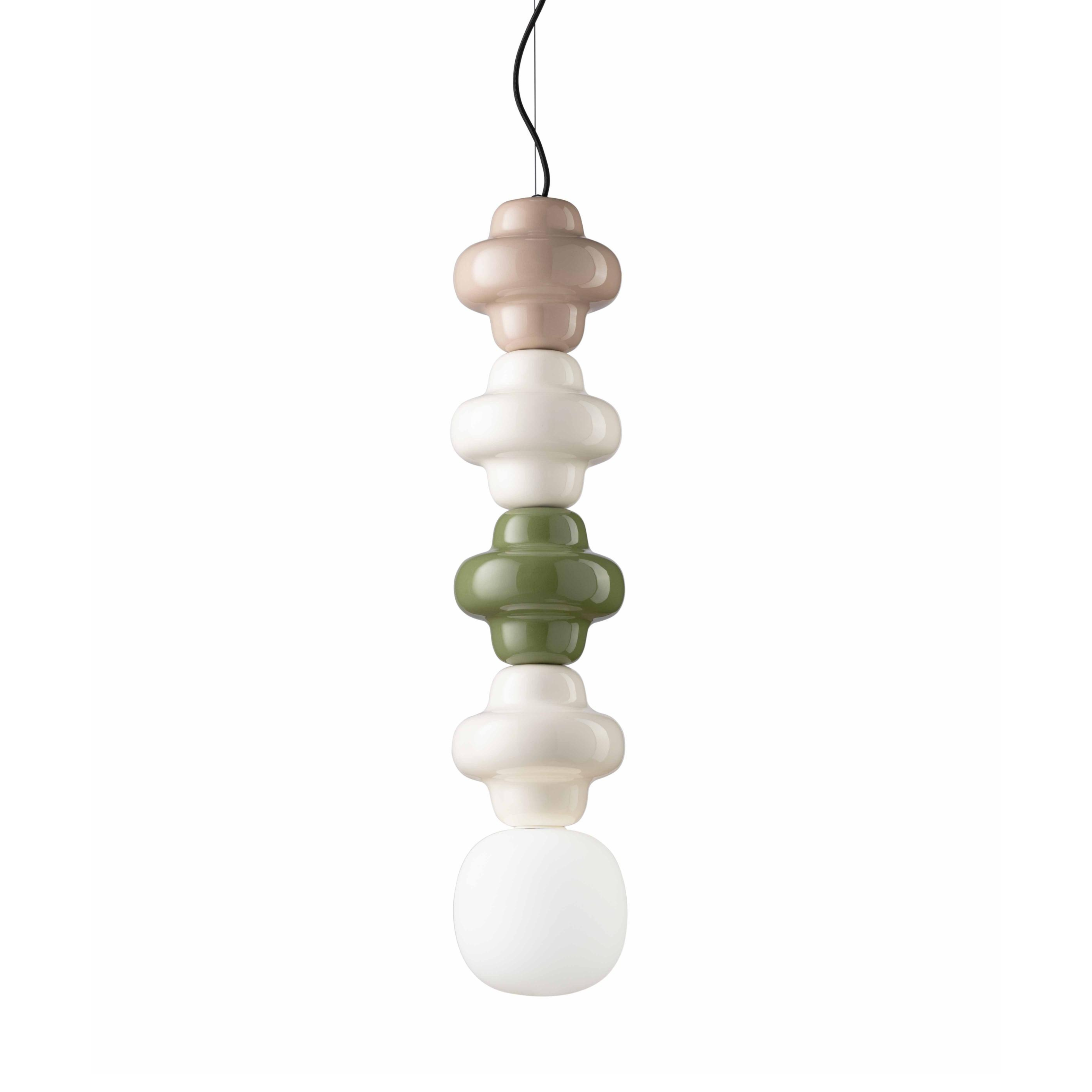 Ceramic pendant lamp COPACABANA MIX cream with sage and beige