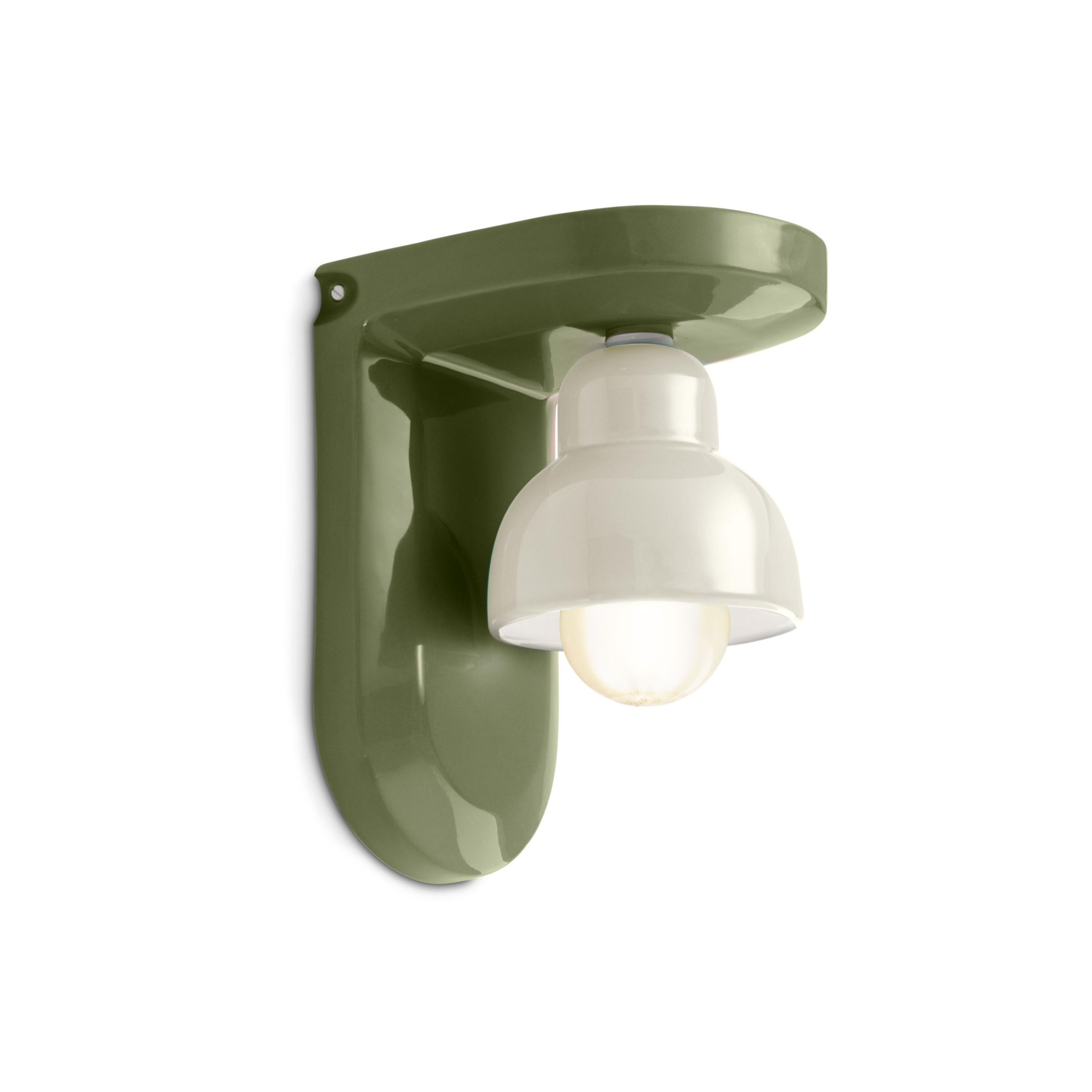 Sage green ceramic wall lamp BERIMBAU with cream
