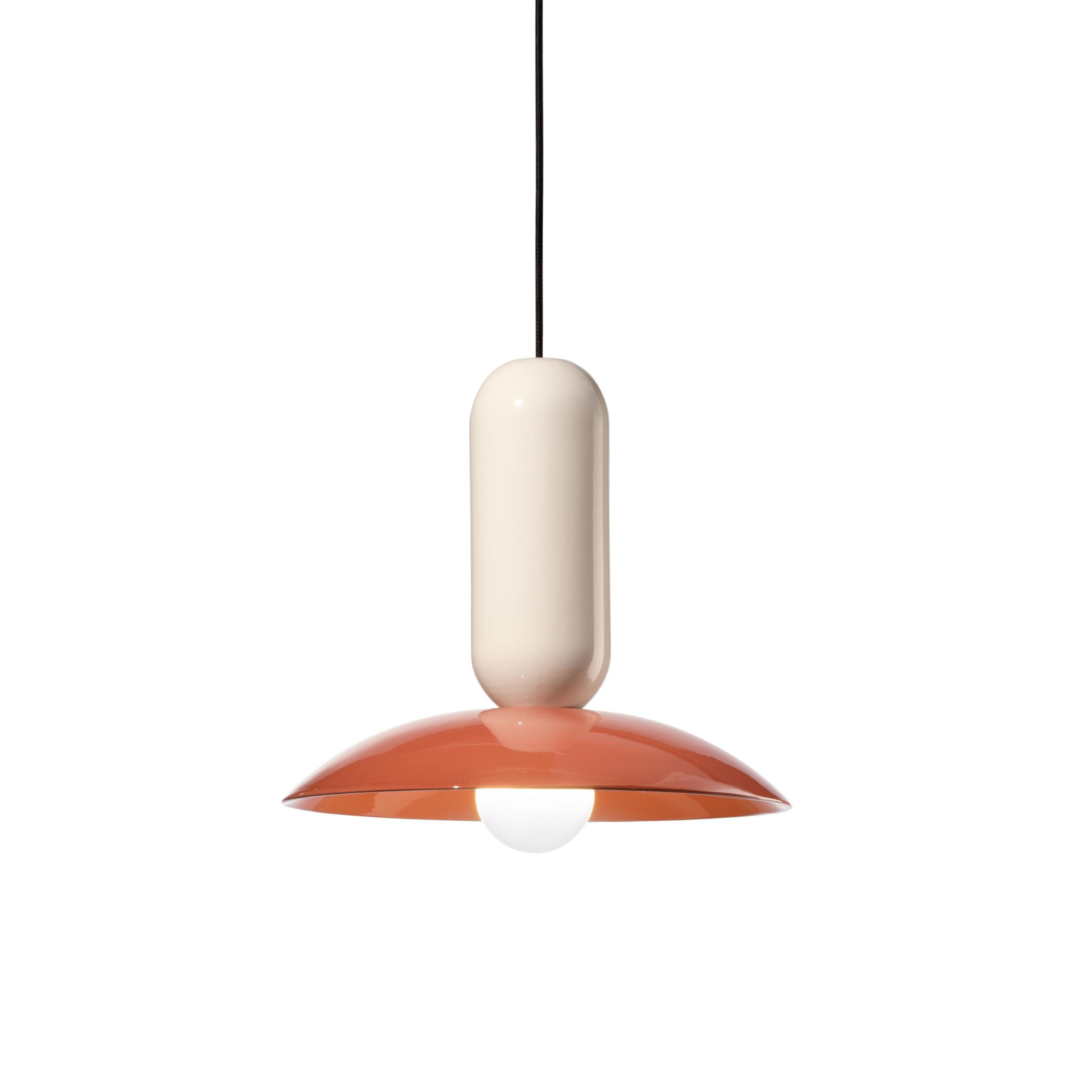 Ceramic pendant lamp PAU cream with orange
