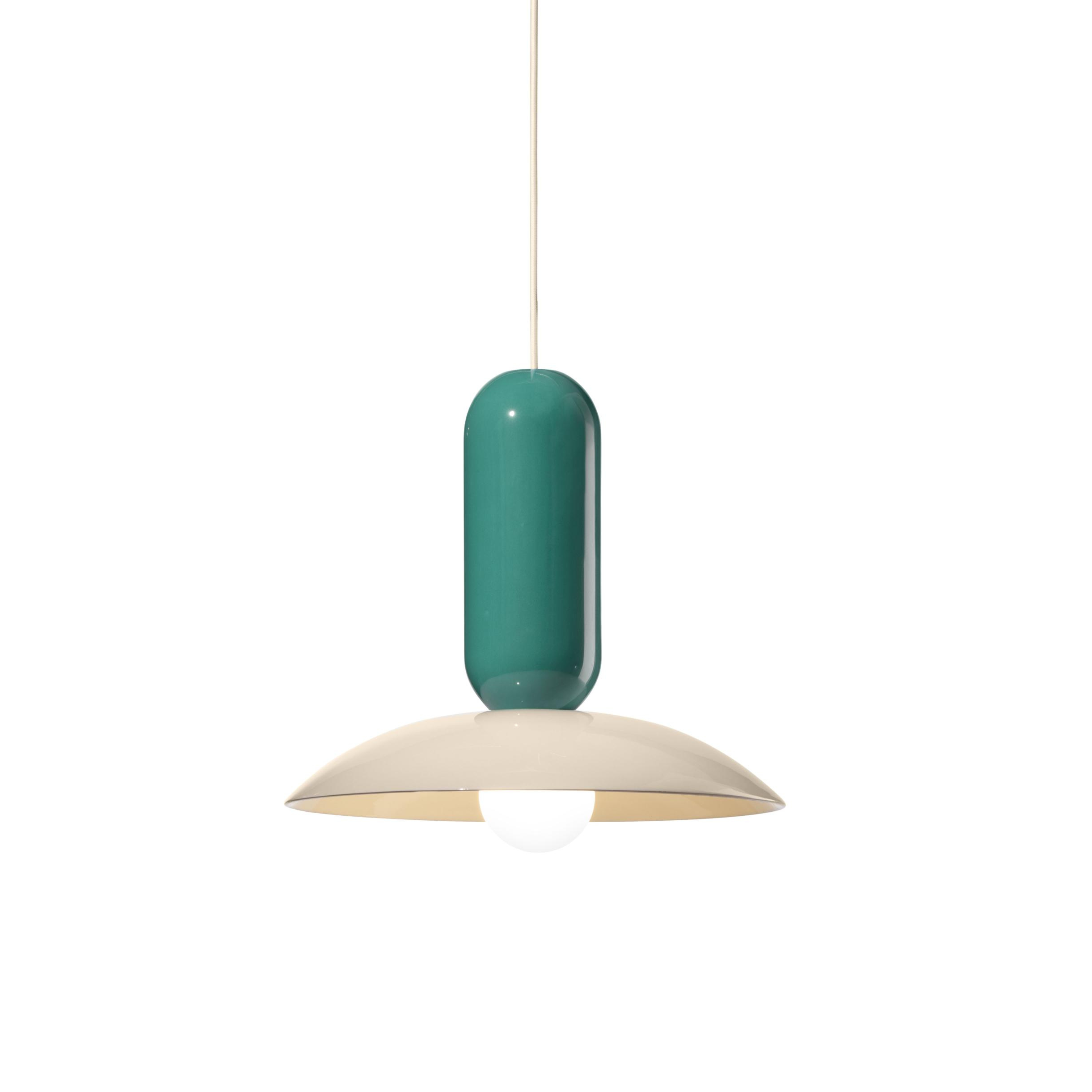 Turquoise ceramic pendant lamp PAU with cream