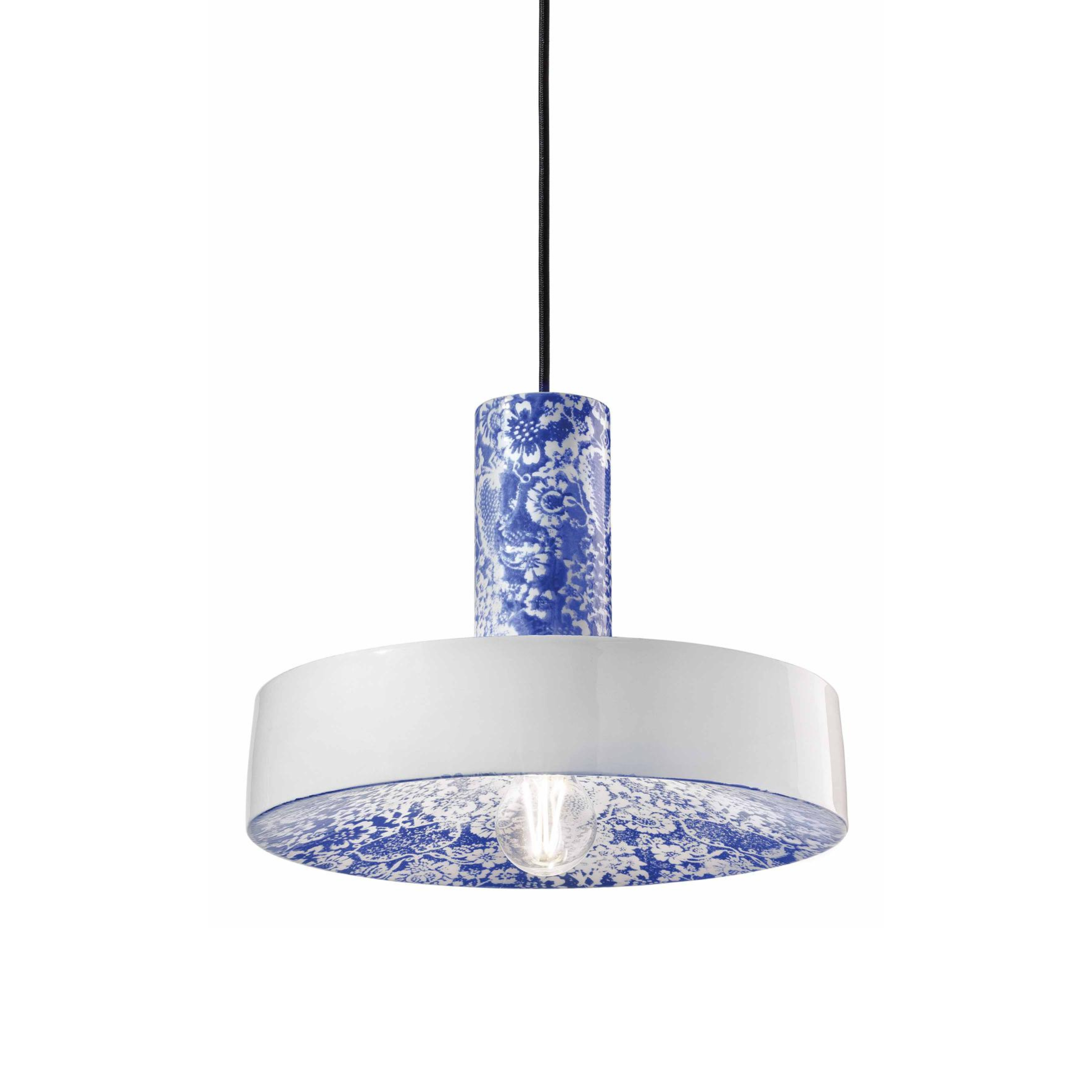 Ceramic pendant lamp PI blue flowers