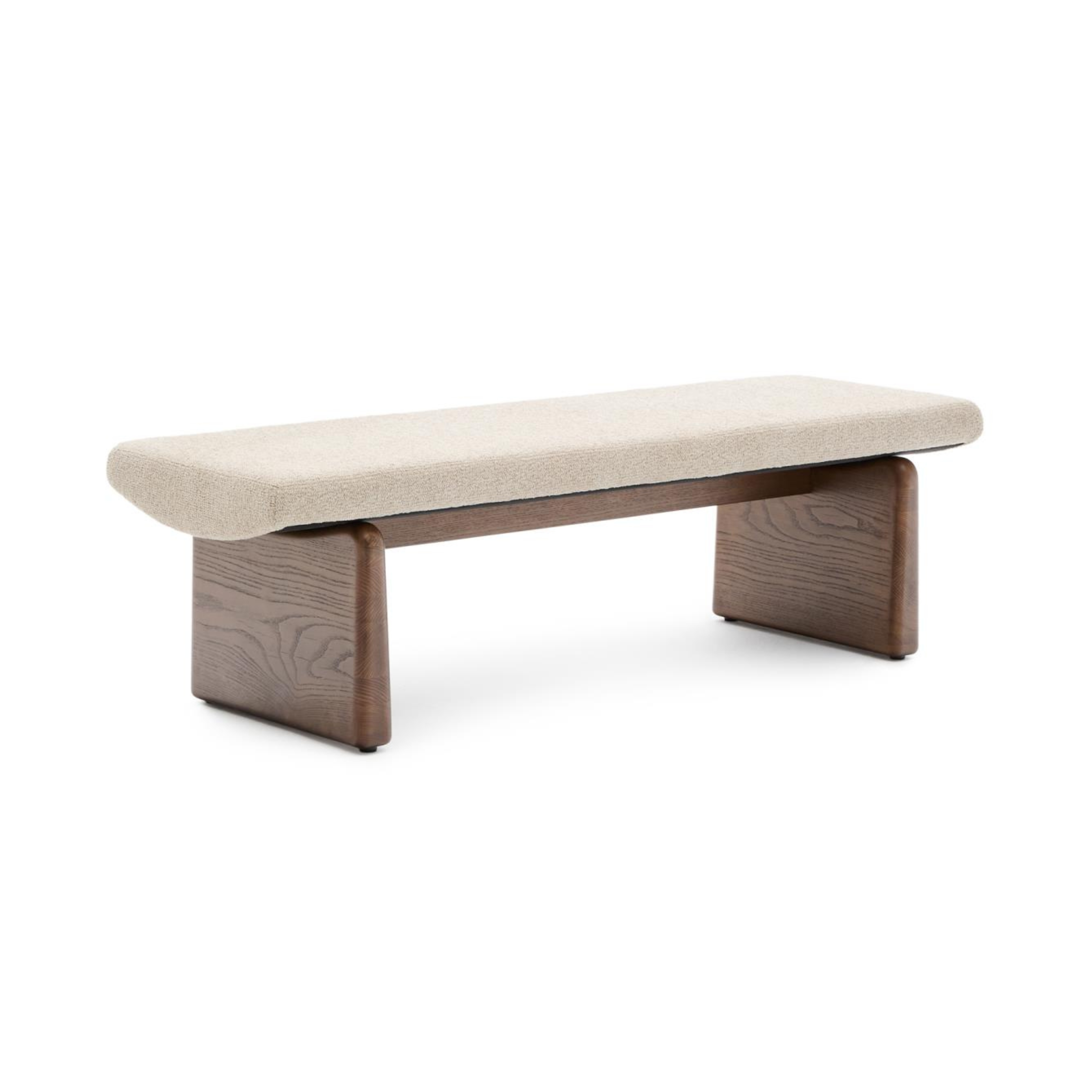 TOPAZ bench in beige chenille with a dark ash base