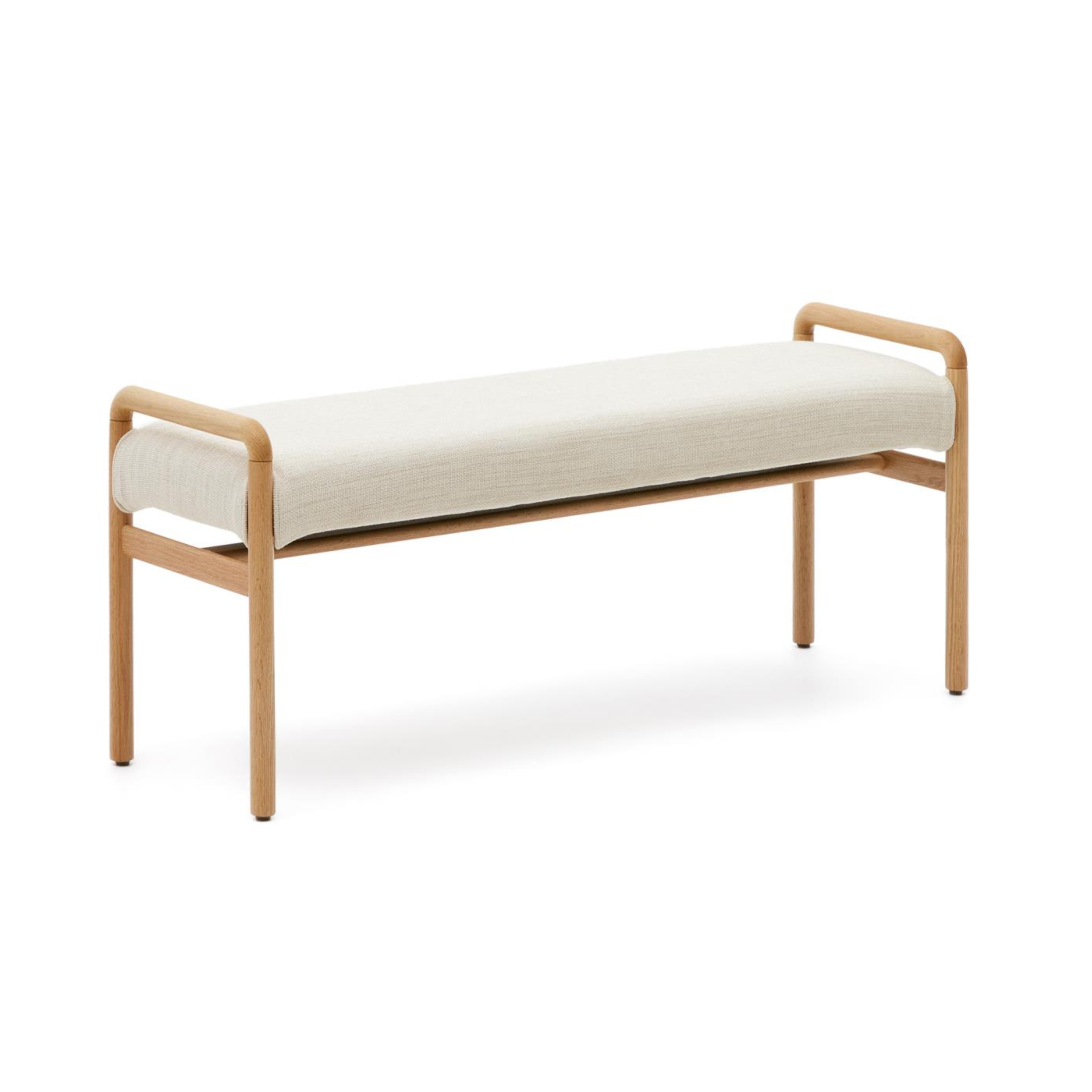 MACARET beige Chenille-Bank mit Eichengestell