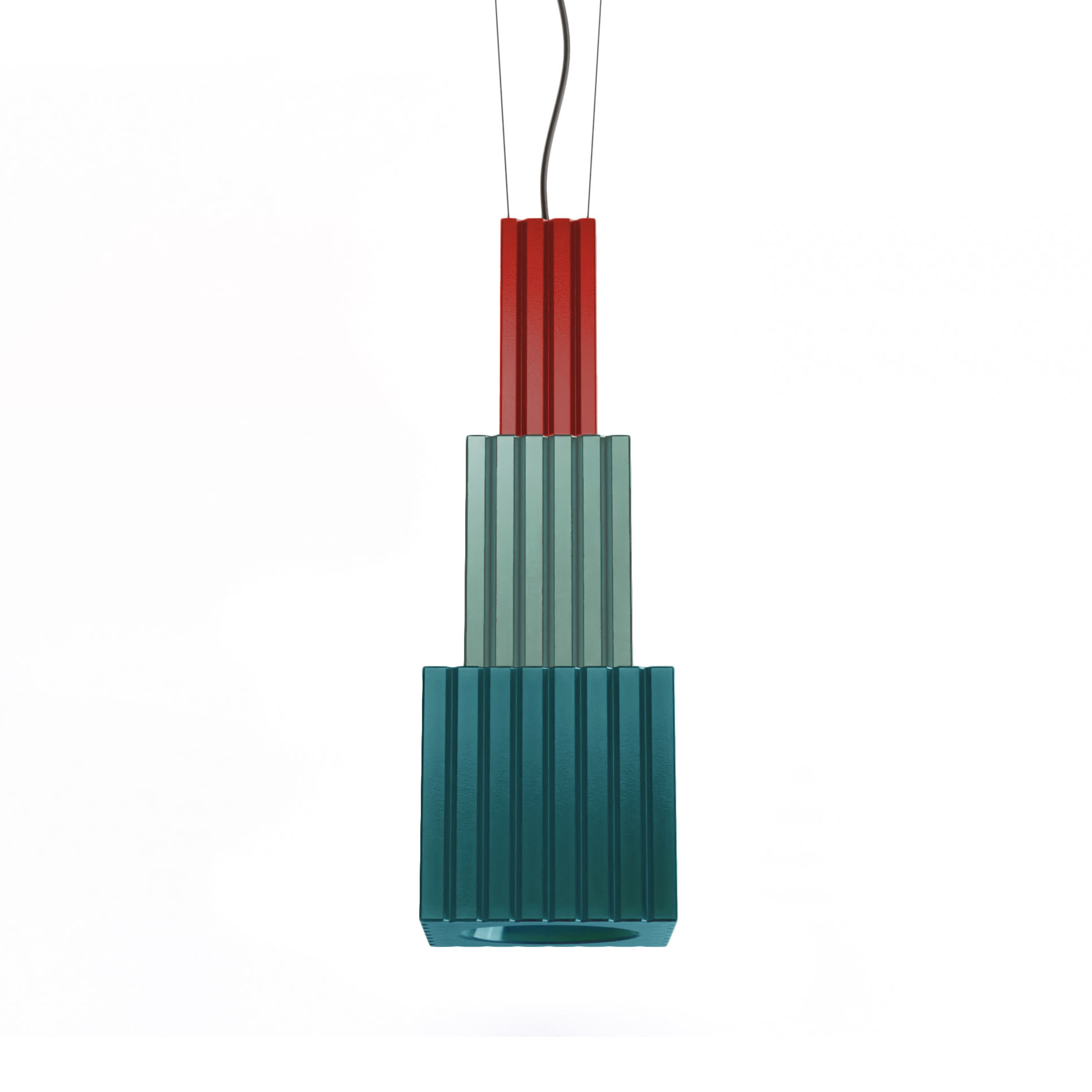 METRA ceramic pendant lamp in blue with orange