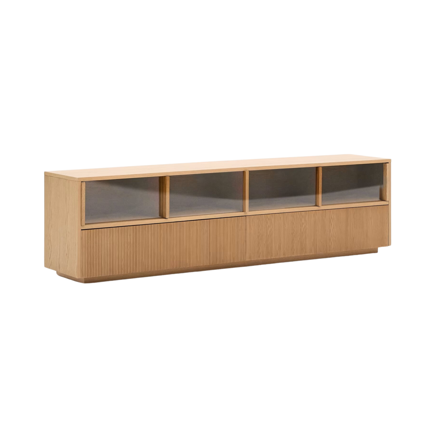 HELVINE oak veneer TV cabinet with two drawers