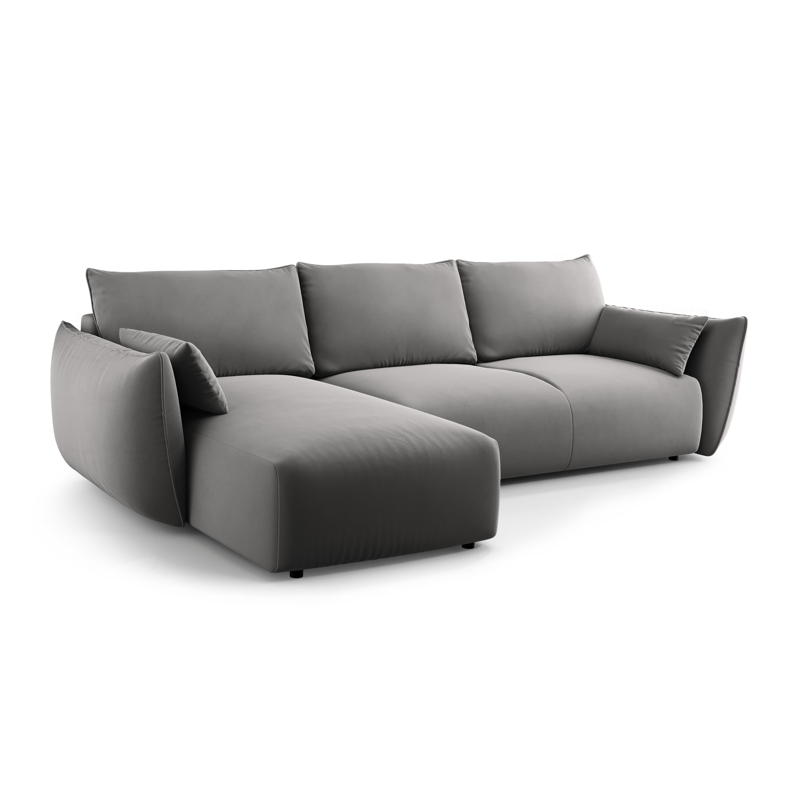 Linkes Samt-Ecksofa mit Schlaffunktion MATERA grau