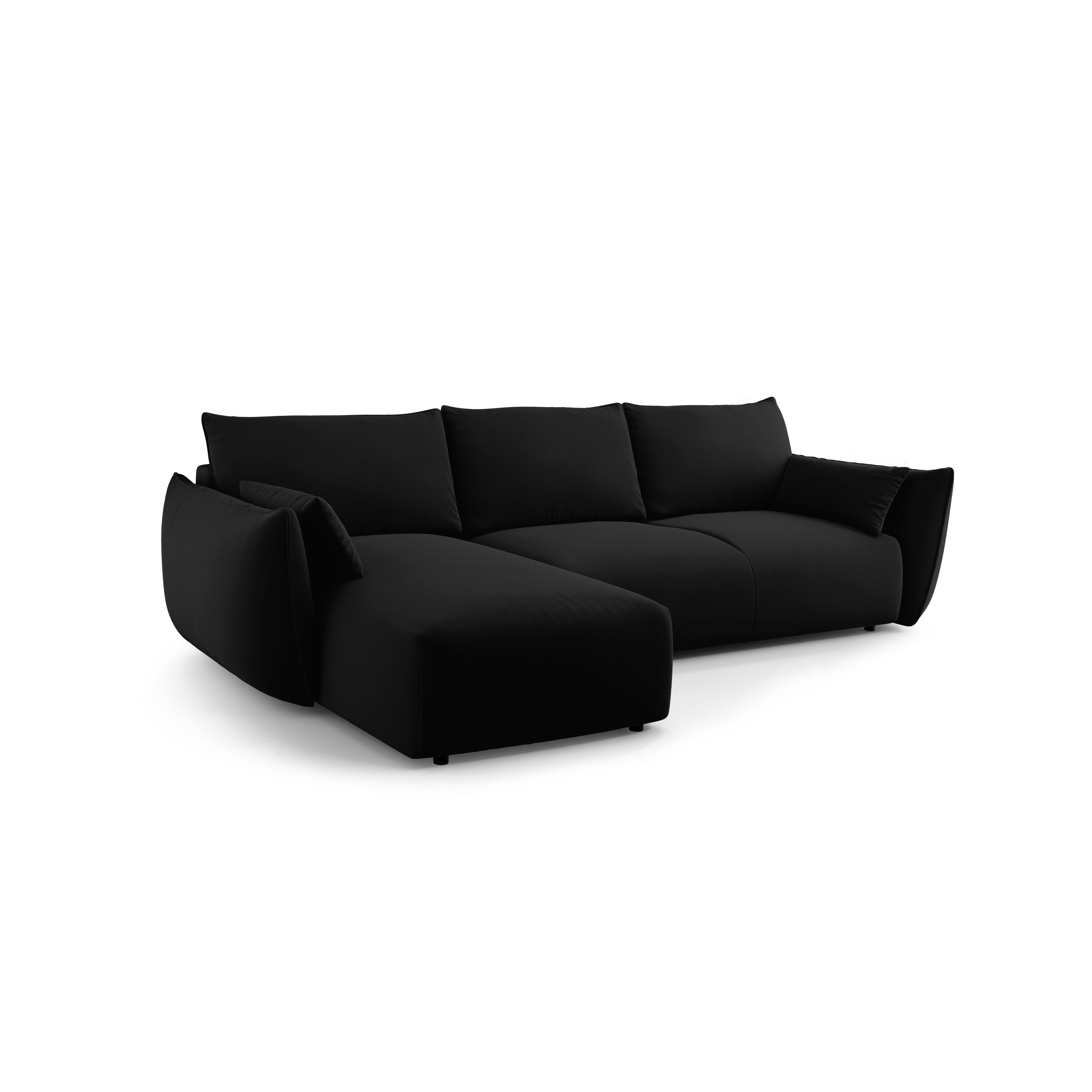 Linkes Samt-Ecksofa mit Schlaffunktion MATERA schwarz
