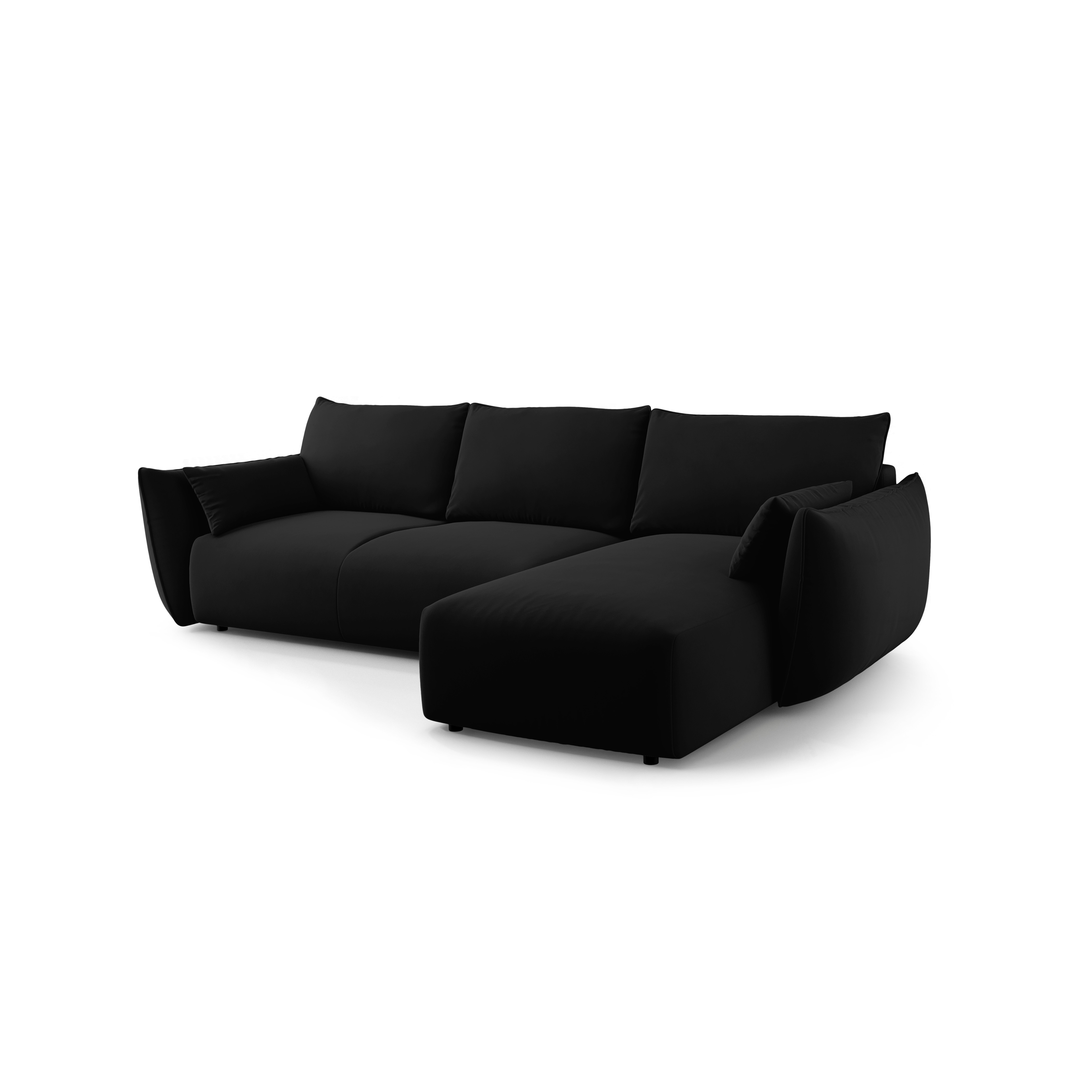 Rechtes Samt-Ecksofa mit Schlaffunktion MATERA schwarz