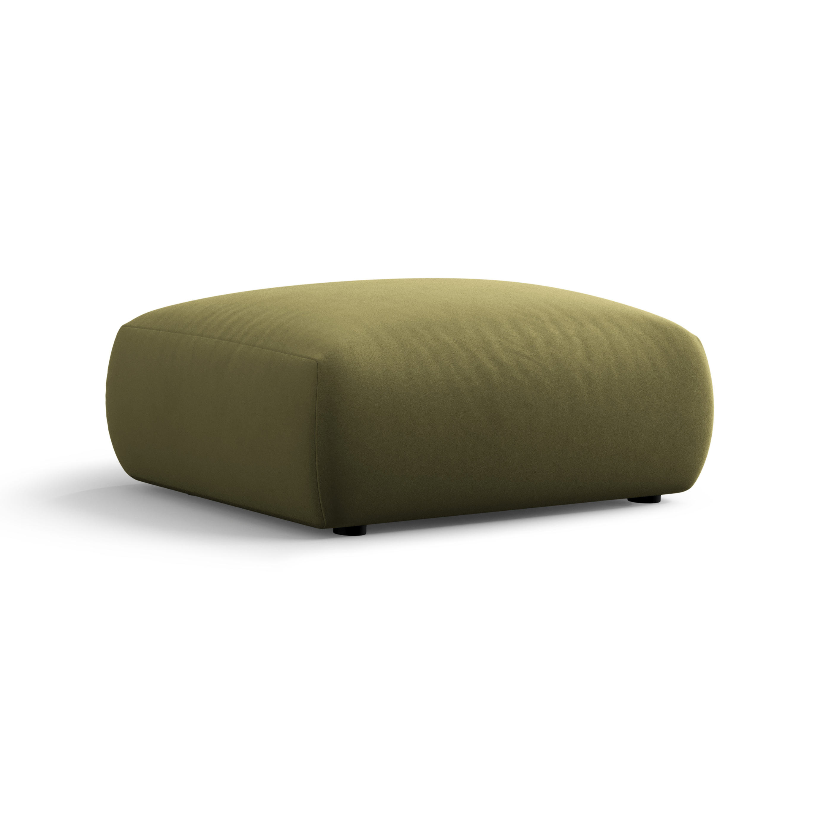 Velvet pouf MATERA olive
