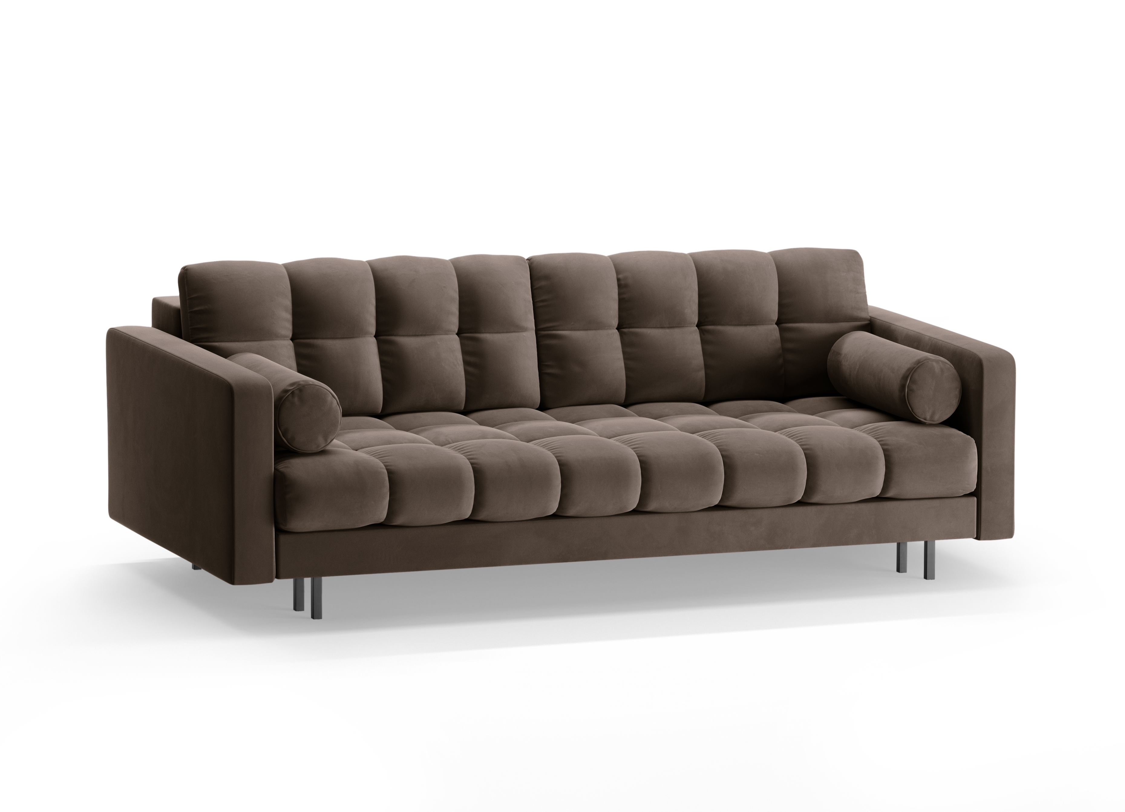 Samtsofa 3-Sitzer mit Schlaffunktion BALI schokolade mit schwarzem Fuß