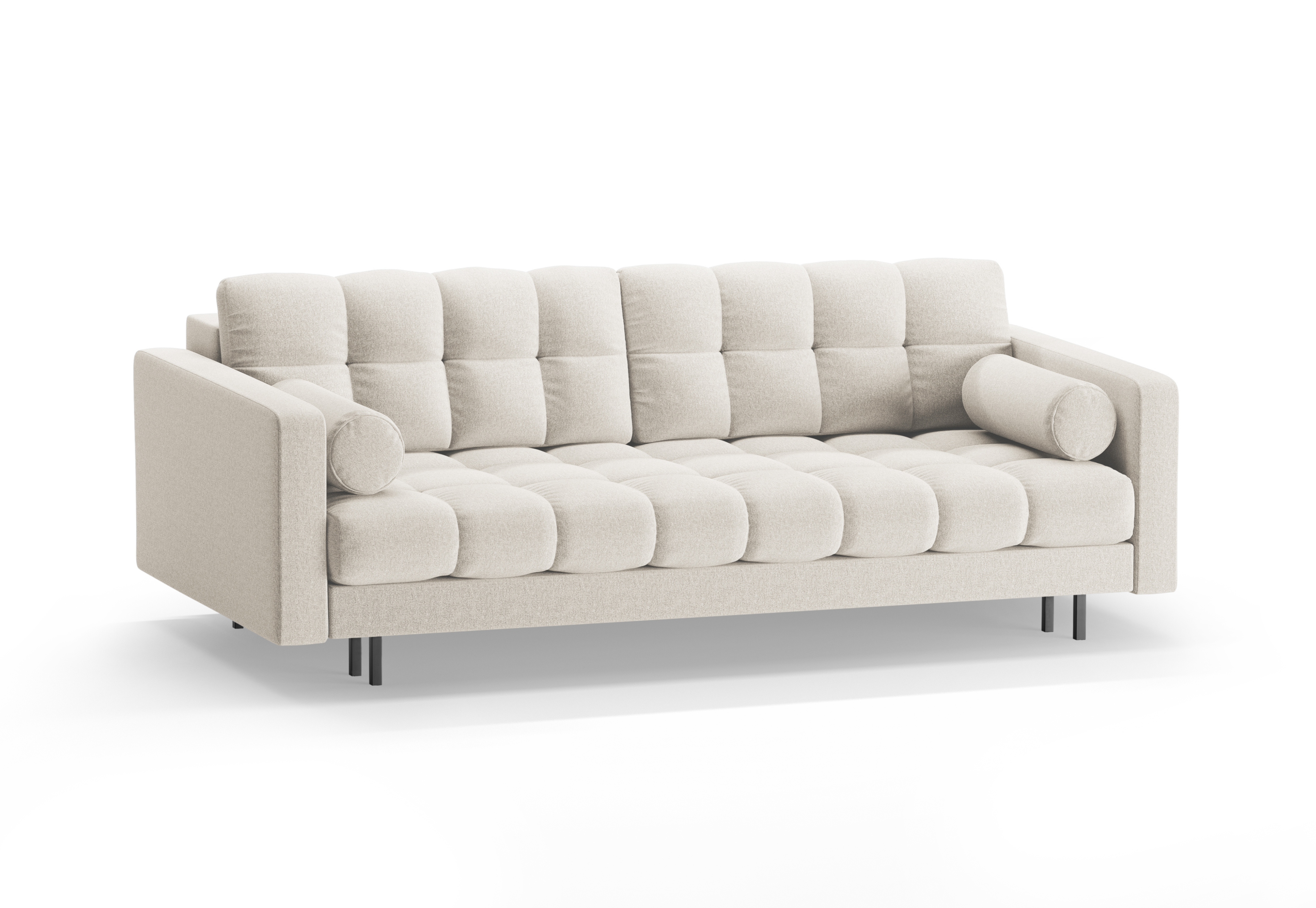 3-seater sofa with sleeping function BALI light beige with black base