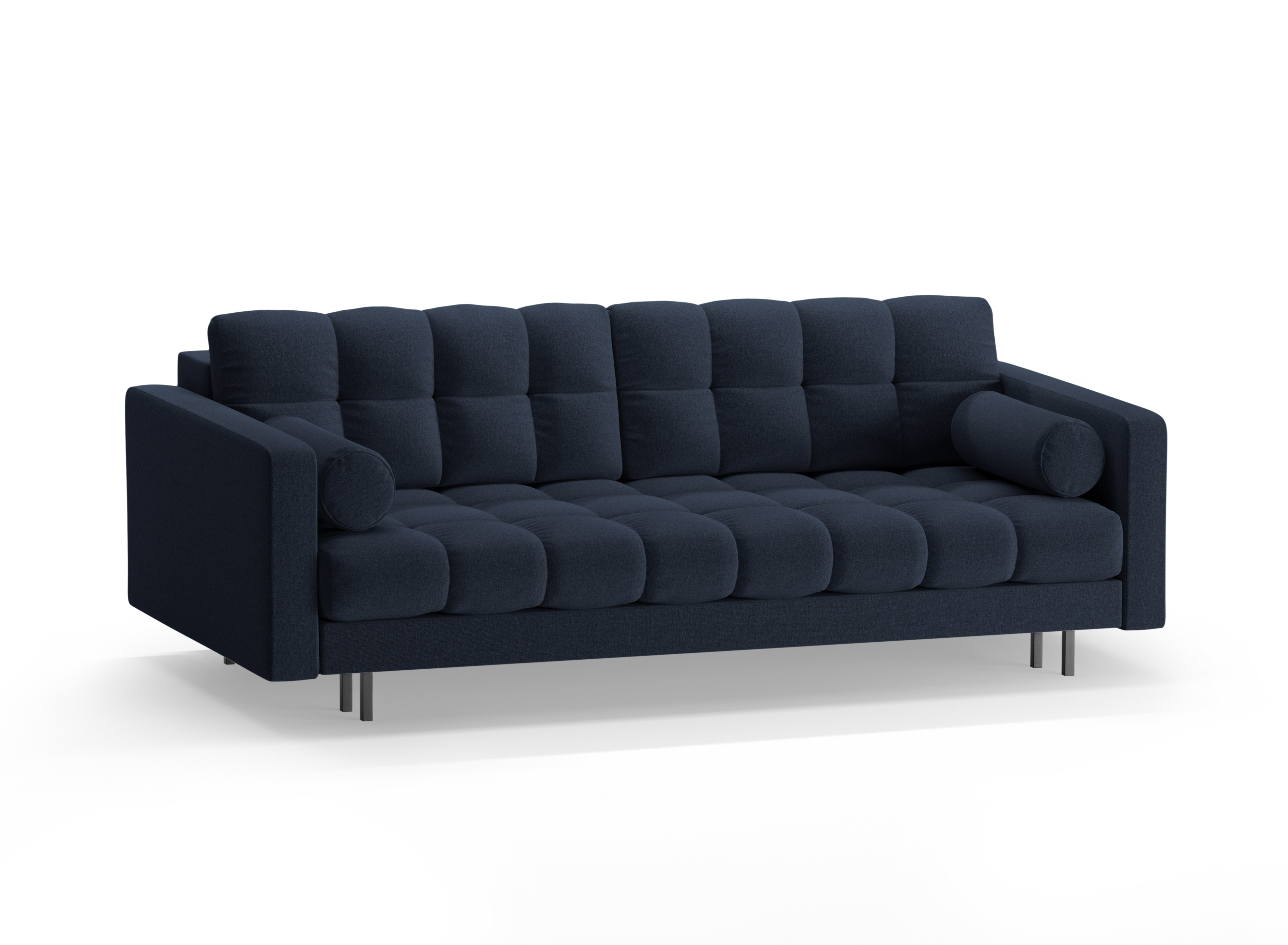 3-Sitzer Sofa mit Schlaffunktion BALI dunkelblau mit schwarzem Fuß