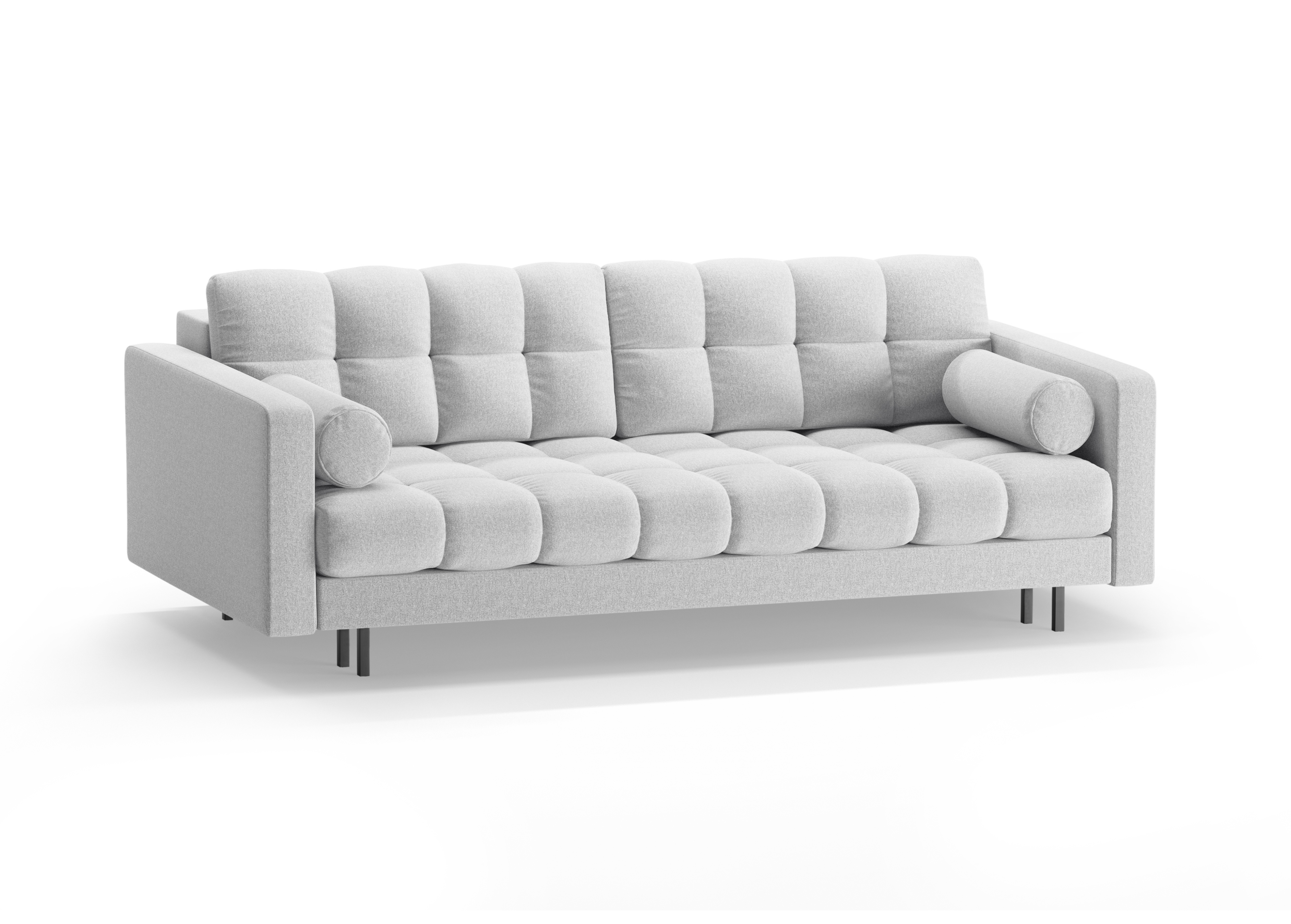 3-Sitzer Sofa mit Schlaffunktion BALI hellgrau mit schwarzem Fuß