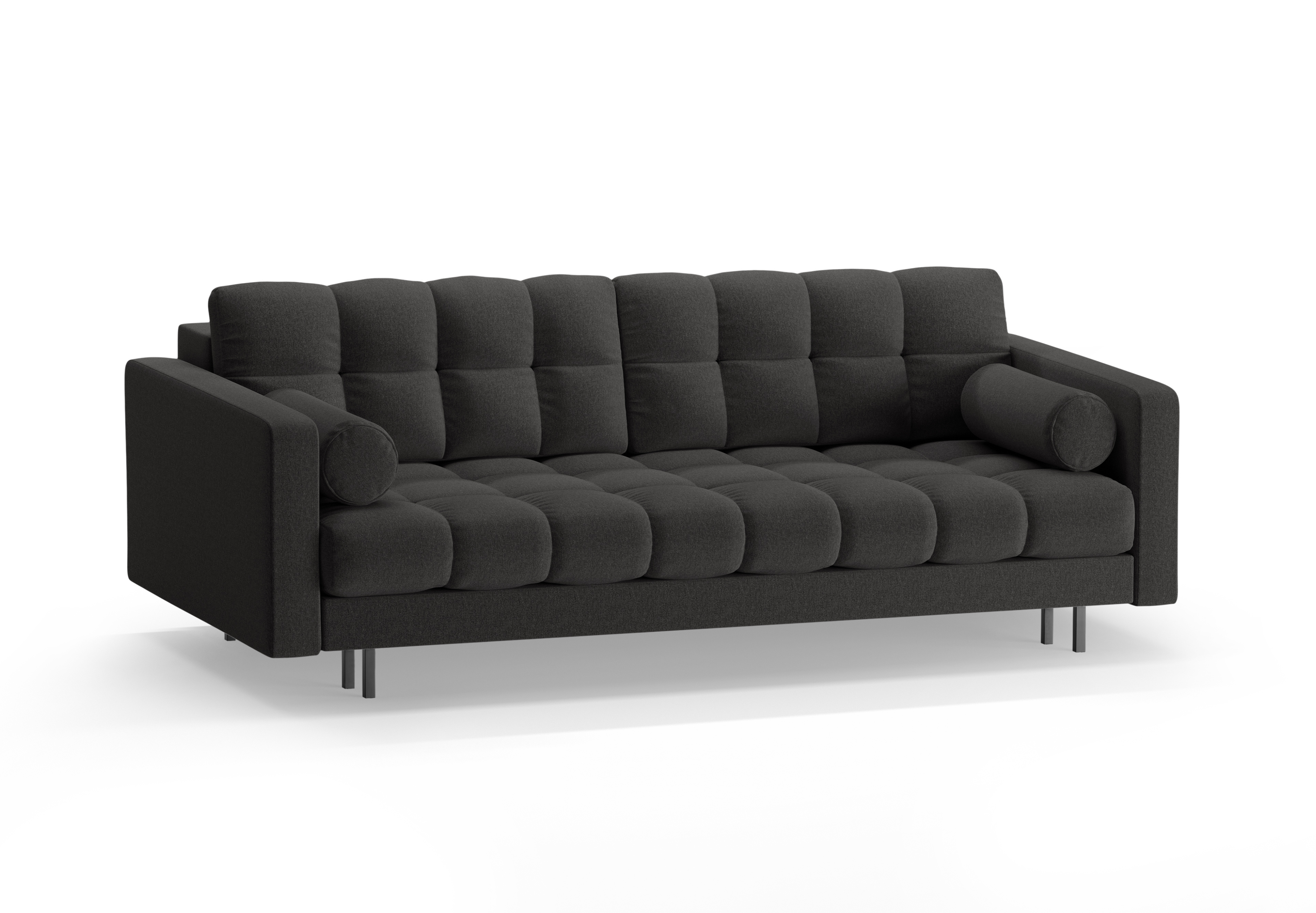 3-Sitzer Sofa mit Schlaffunktion BALI dunkelgrau mit schwarzem Fuß