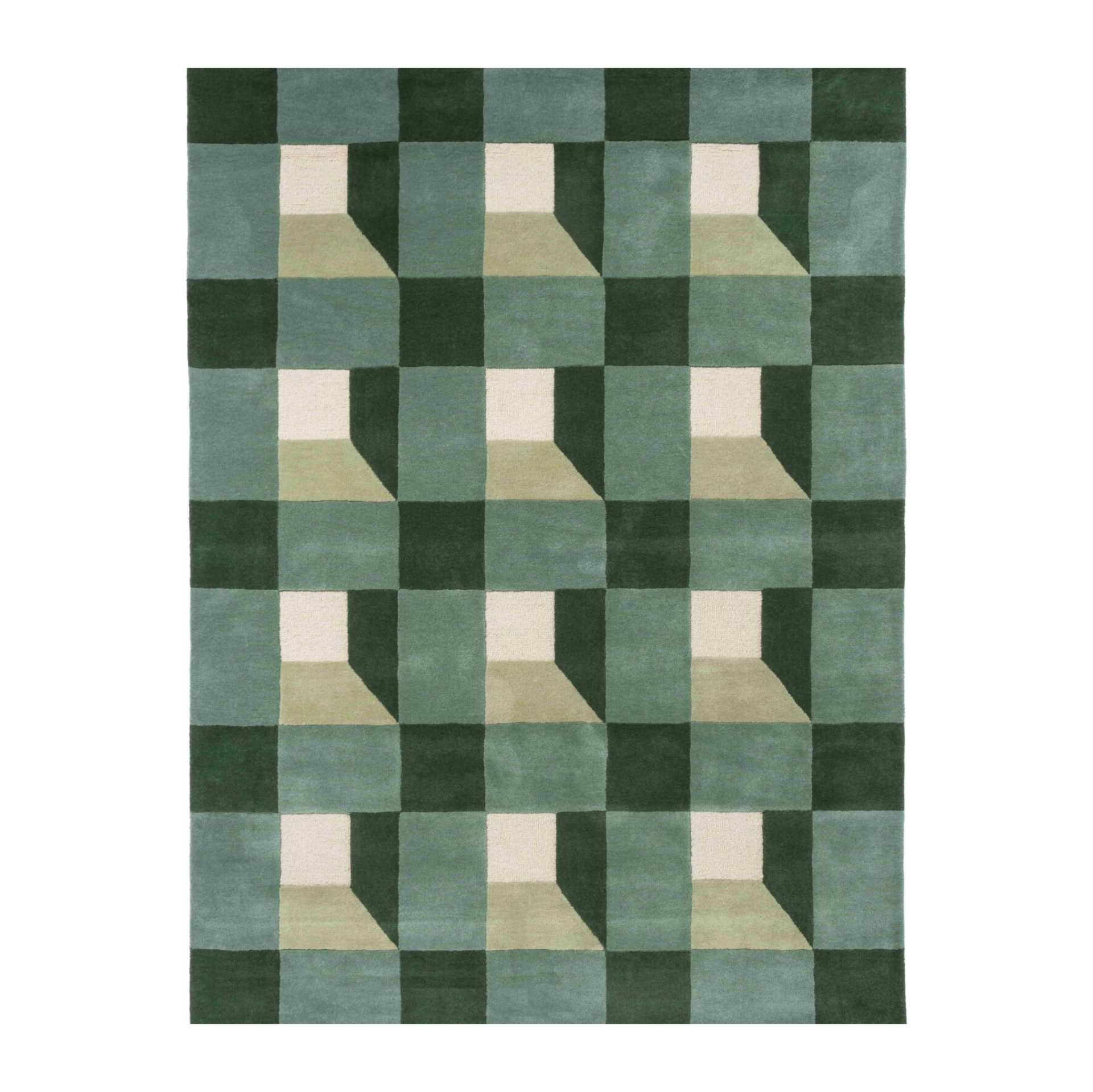 BLOCKS FERN grün-beiger Teppich