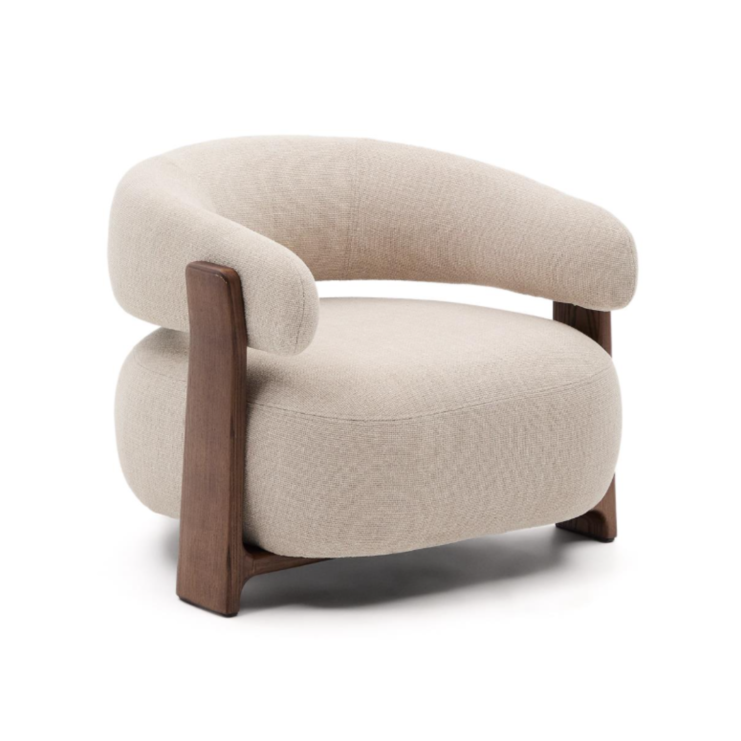 GRANITE armchair in beige chenille with a dark ash base