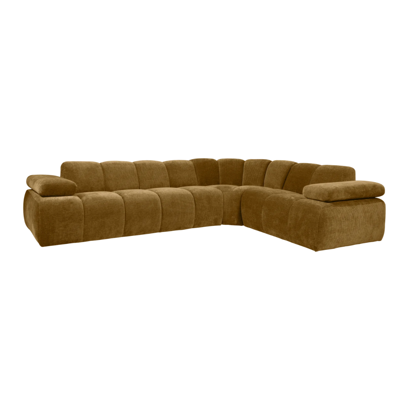Right-facing modular corner sofa for 6 people MOJO in dark honey corduroy