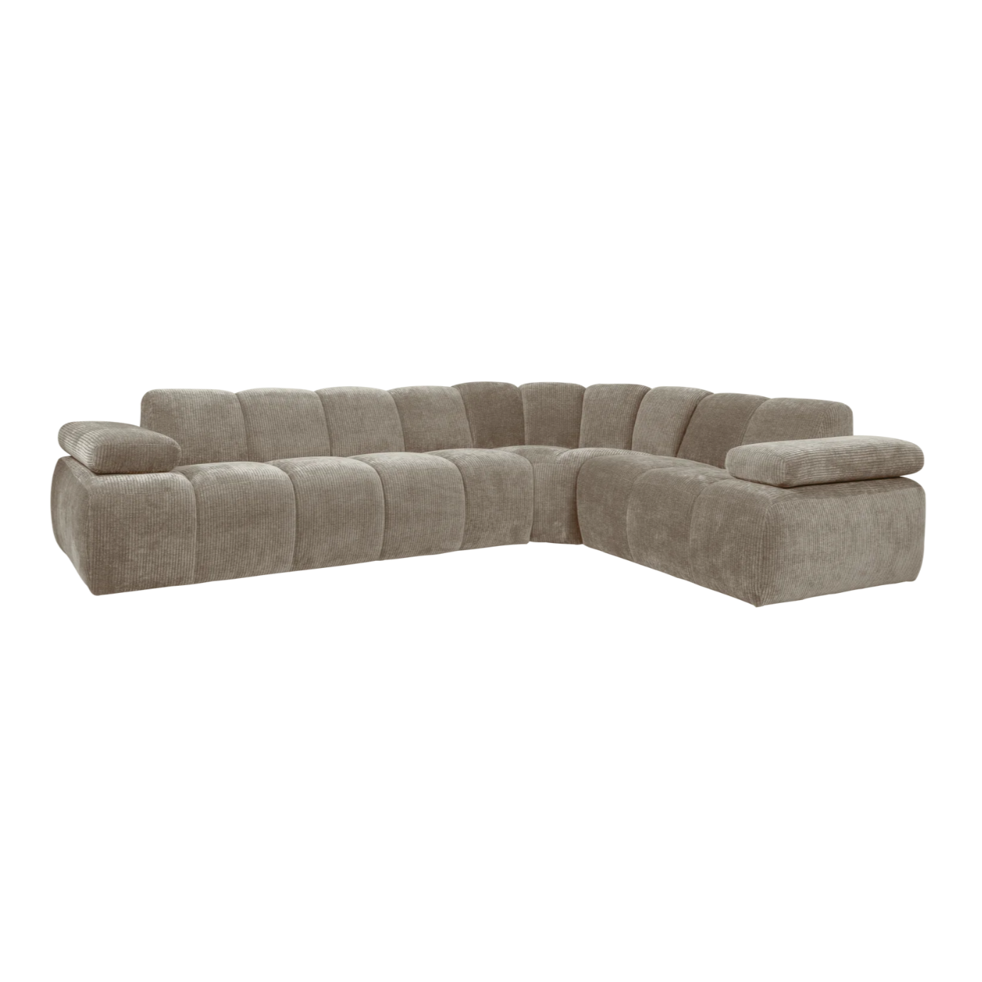 Modularer Ecksofa rechtsseitig für 6 Personen MOJO in dunkelbeigem Cord