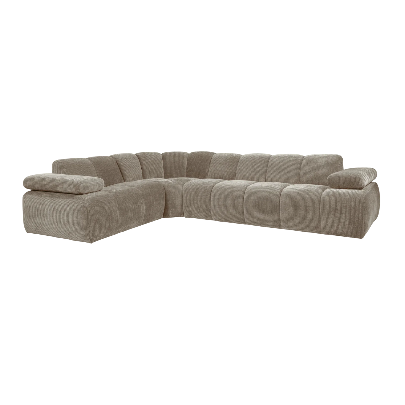 Modularer, linksseitiger 6-Sitzer MOJO in dunkelbeigem Cord