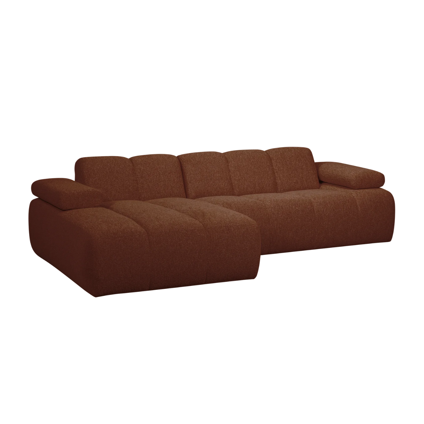 Modularer, linksseitiger Ecksofa MOJO in braunem Bouclé