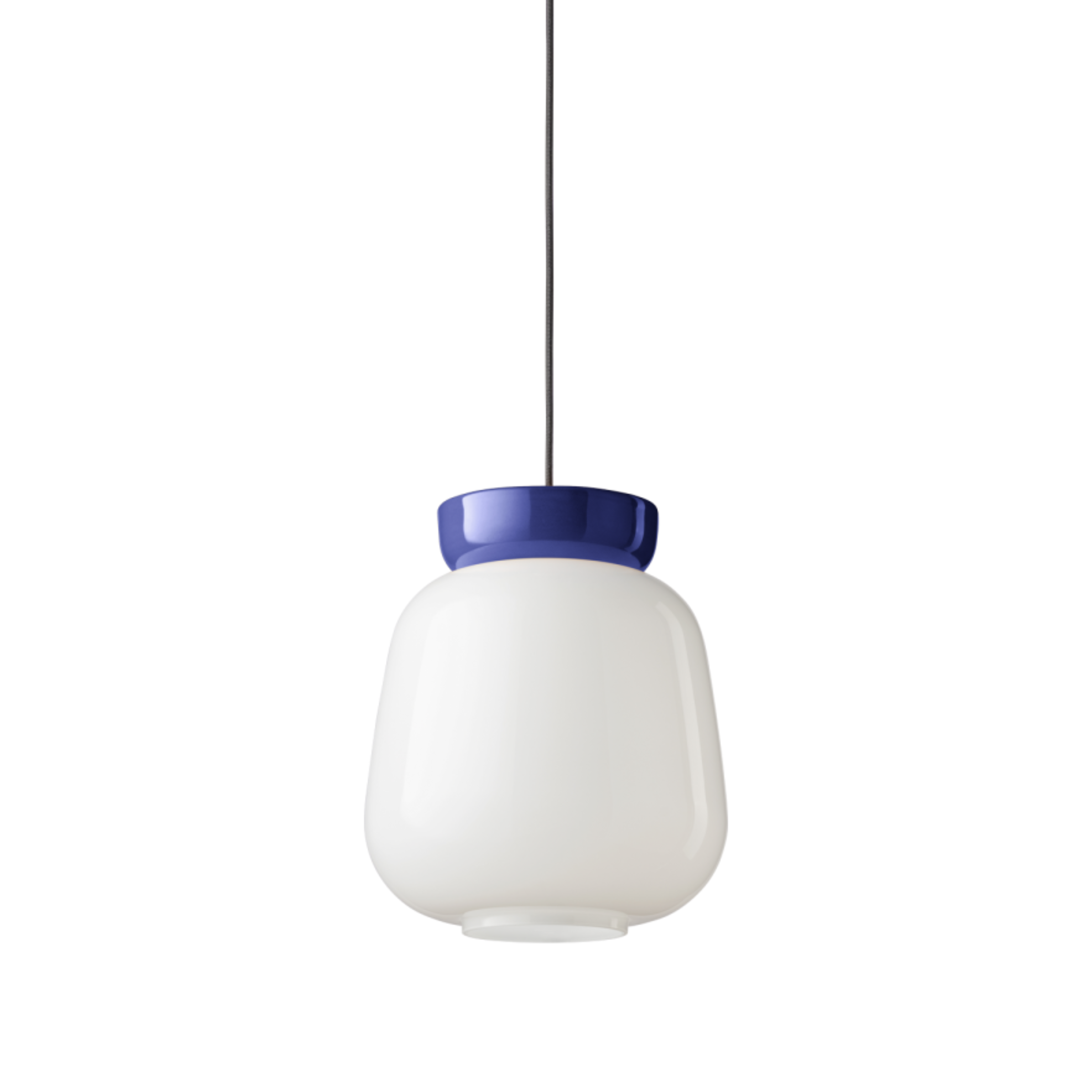CORCOVADO ceramic pendant lamp in milky white with navy blue