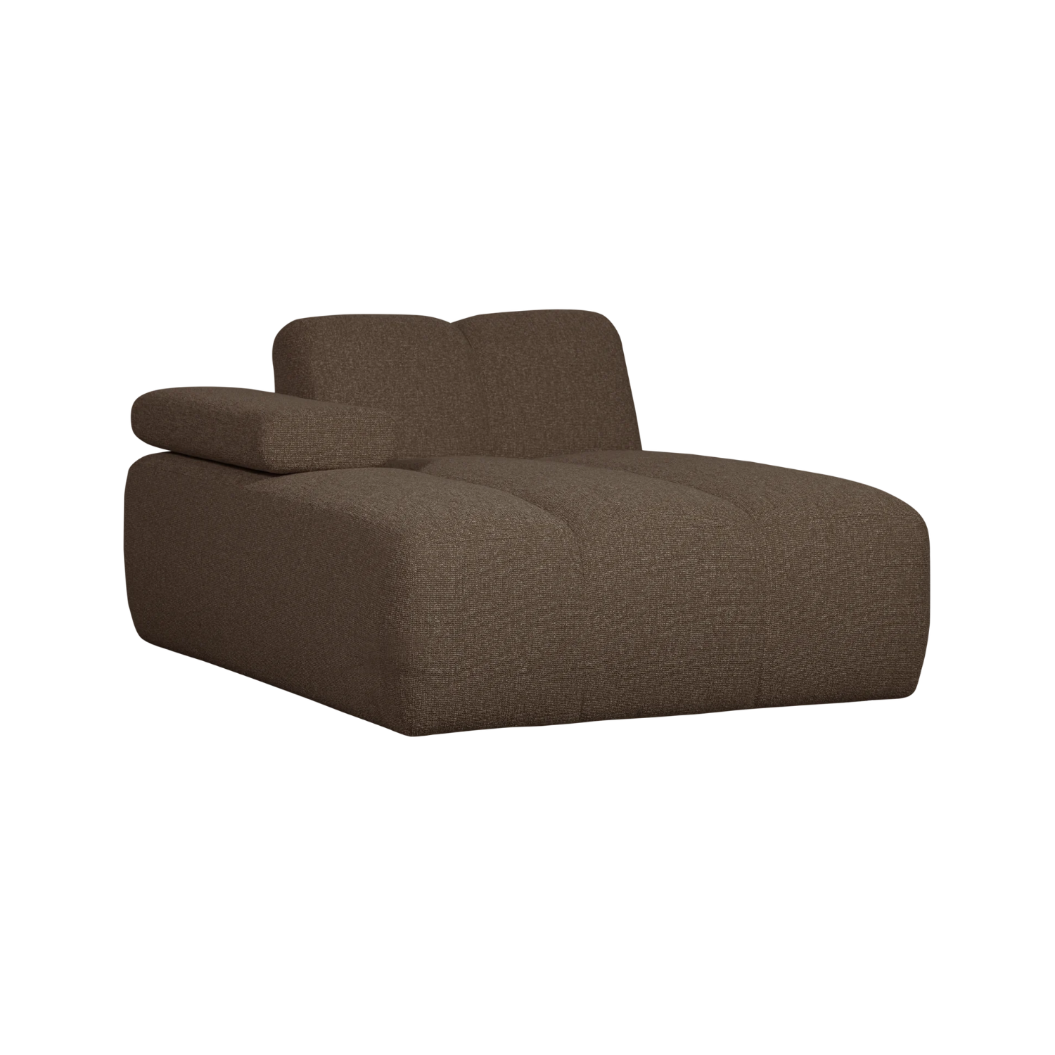 Modulares Sofa MOJO - linksseitiger Chaiselongue in dunkelbraunem Bouclé
