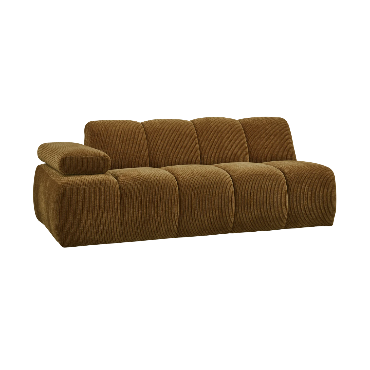Modulares Sofa MOJO - 2-sitziges Element linksseitig dunkel honigfarbenes Cord