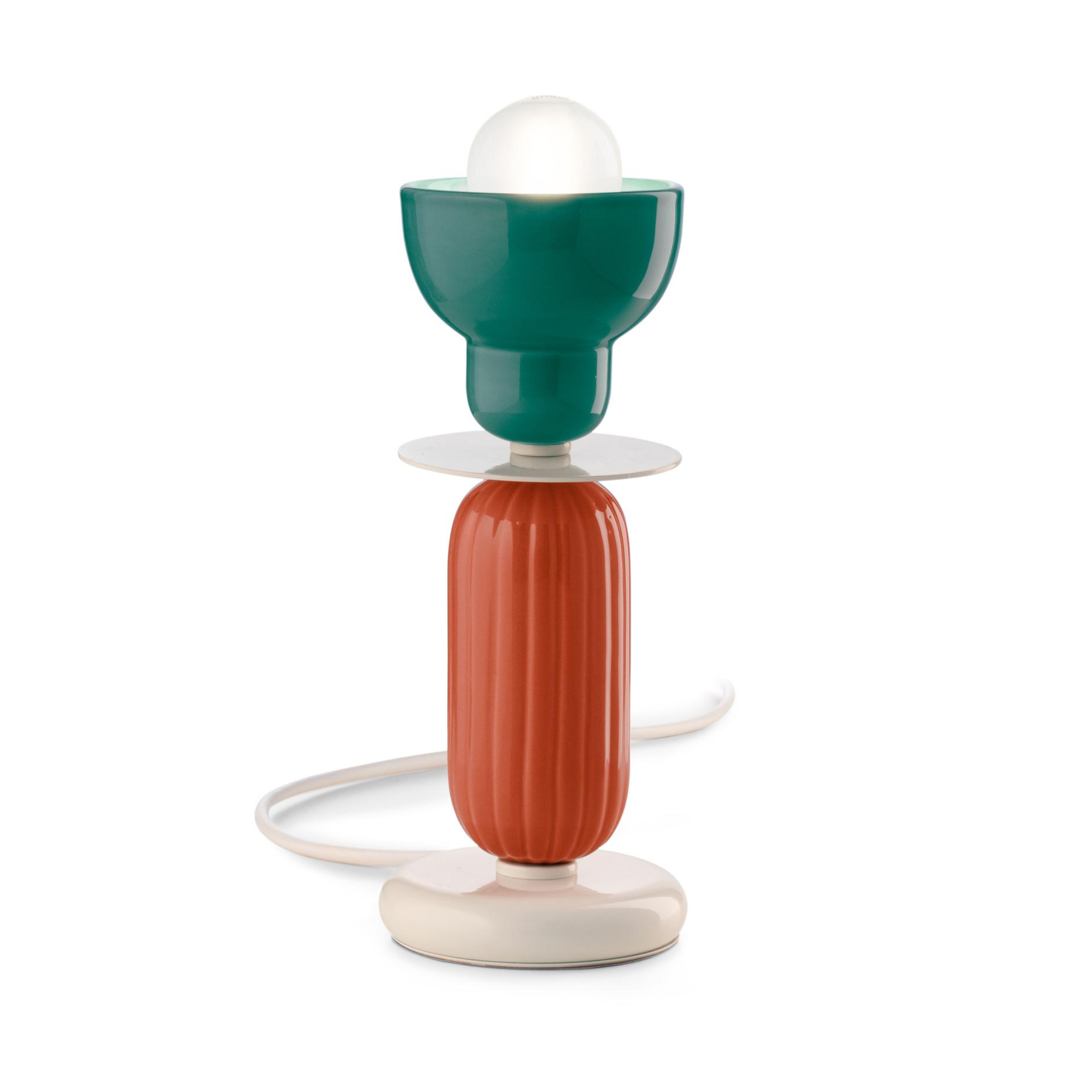 Keramik Tischlampe BERIMBAU orange mit türkis