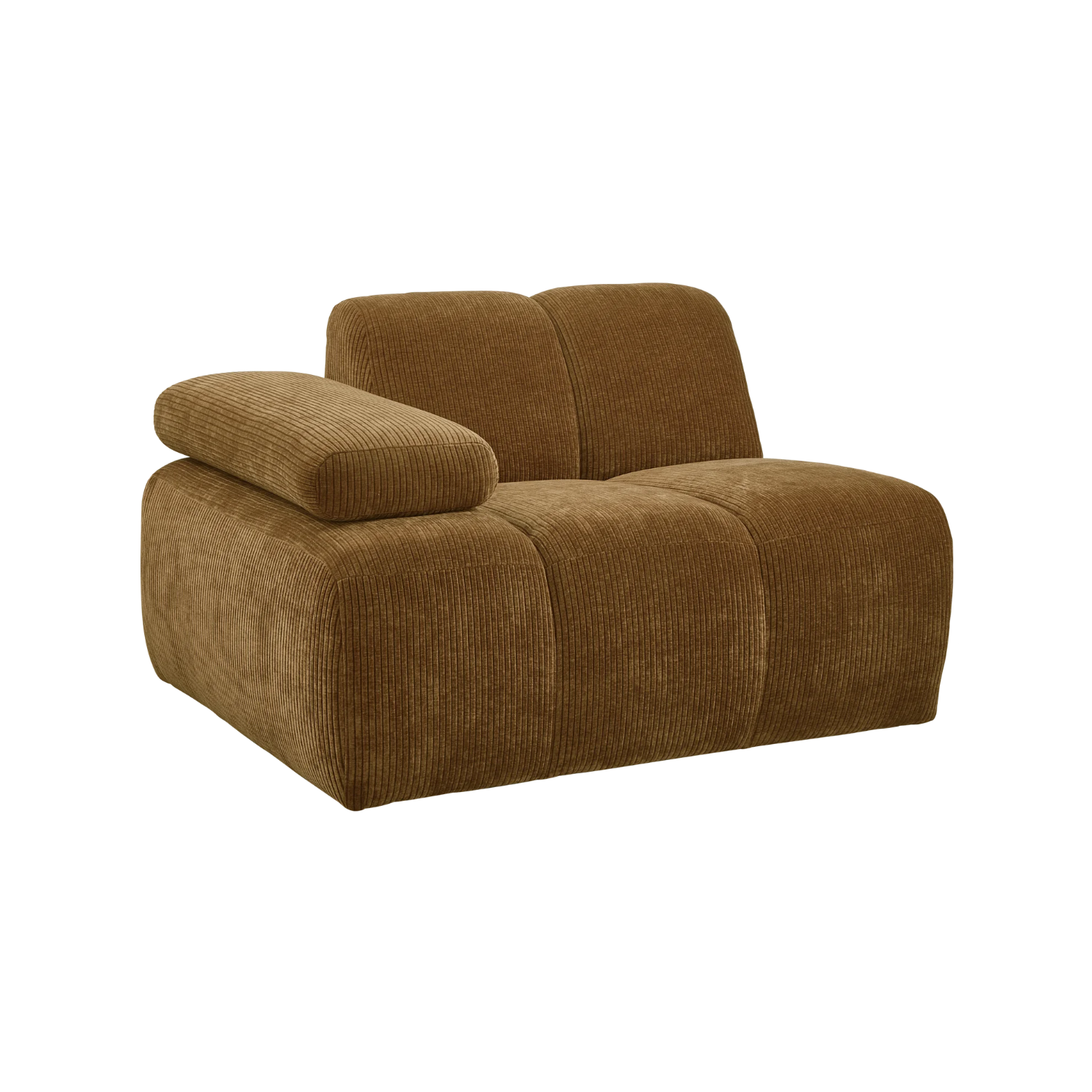 Modulares Sofa MOJO - linkes Element in dunklem Honigcord