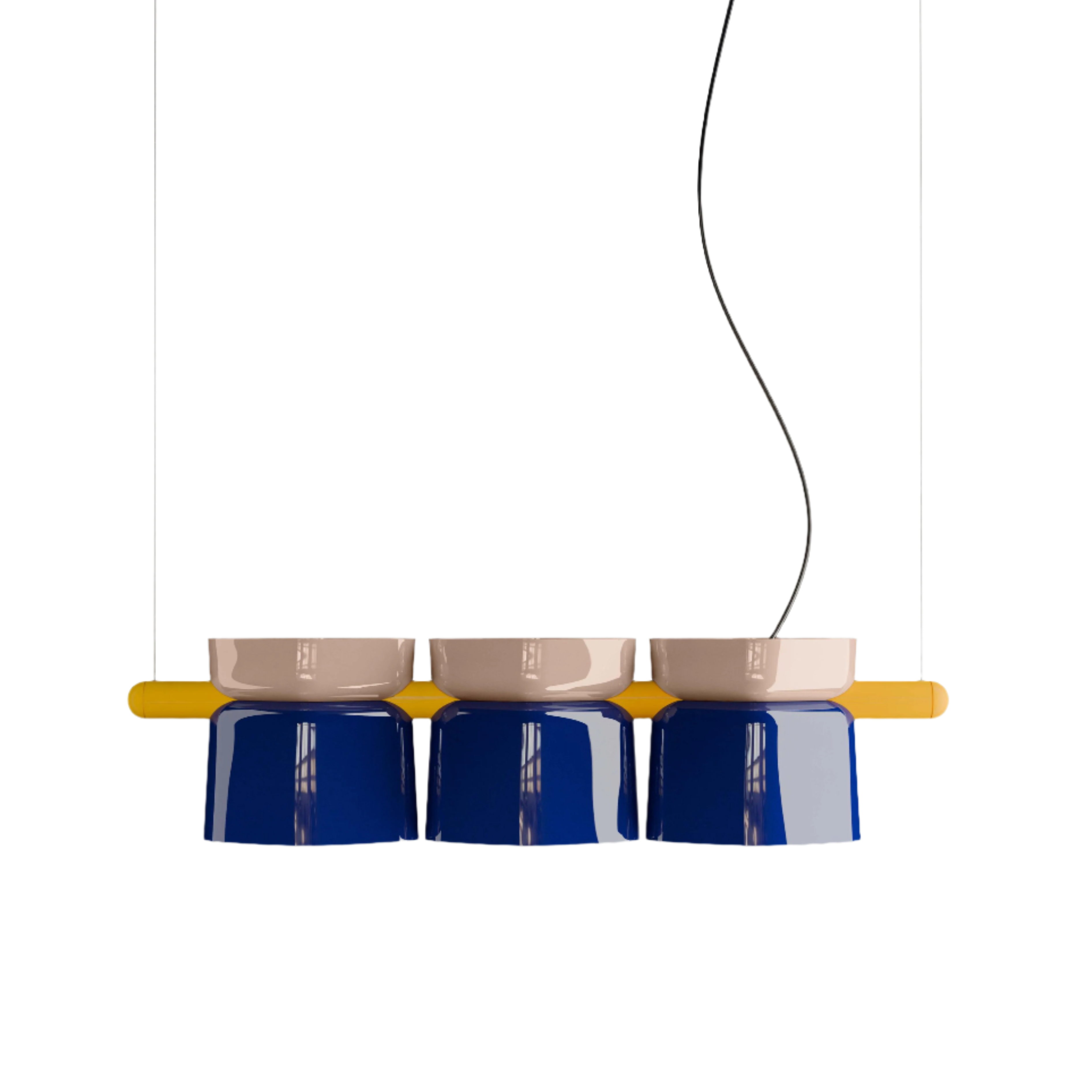 YAKITORI cobalt ceramic pendant lamp with beige and yellow