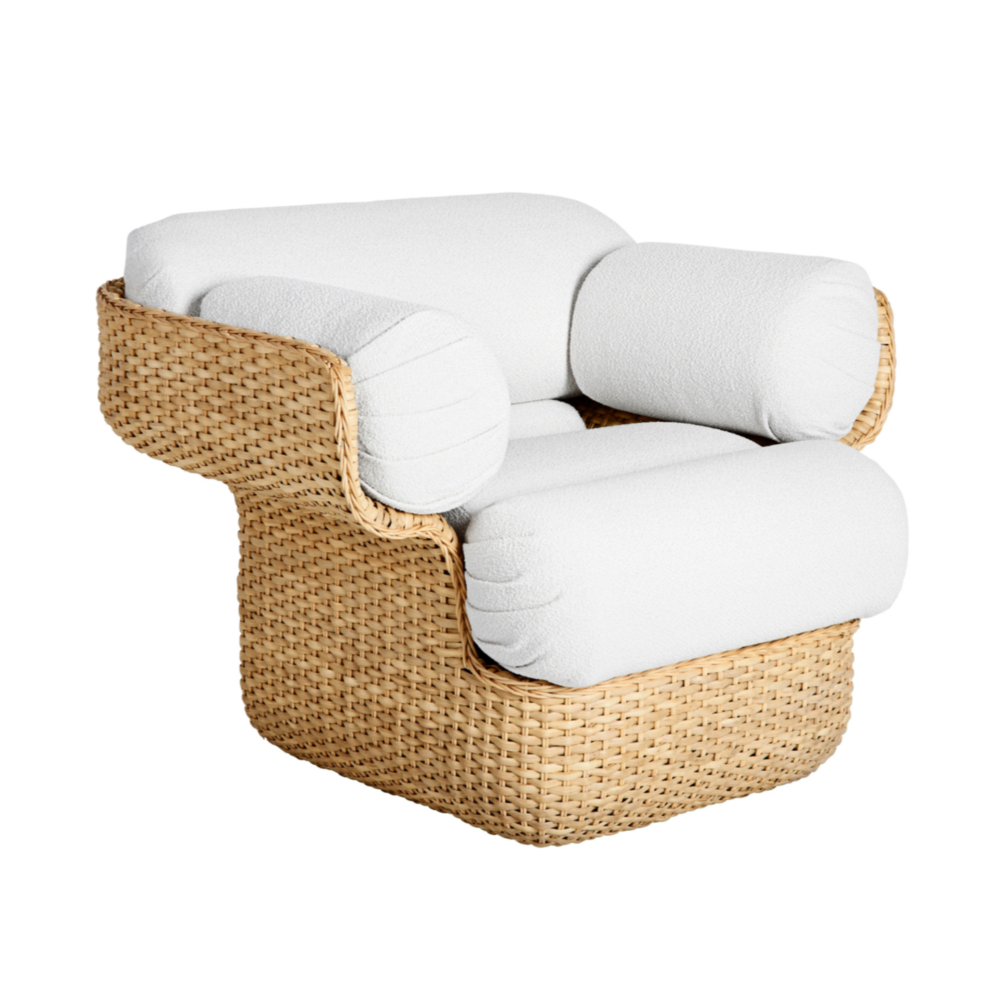 BASKET Sessel weiß mit Rattan
