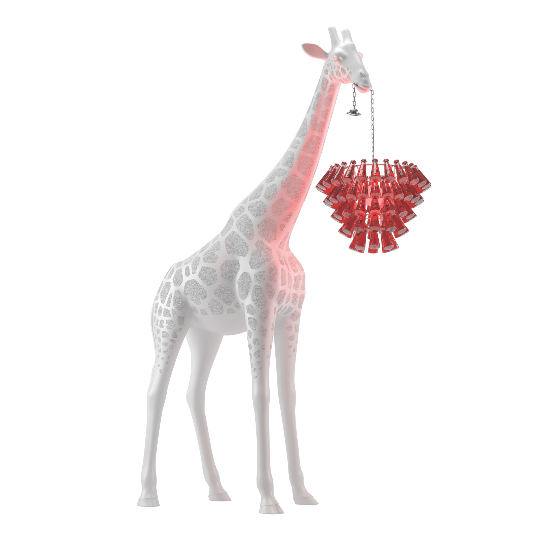 GIRAFFE IN LOVE M lamp white with red shade
