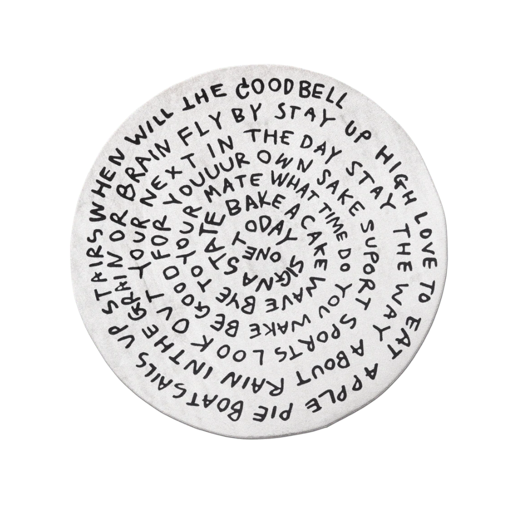 Round rug MORNING THOUGHTS white