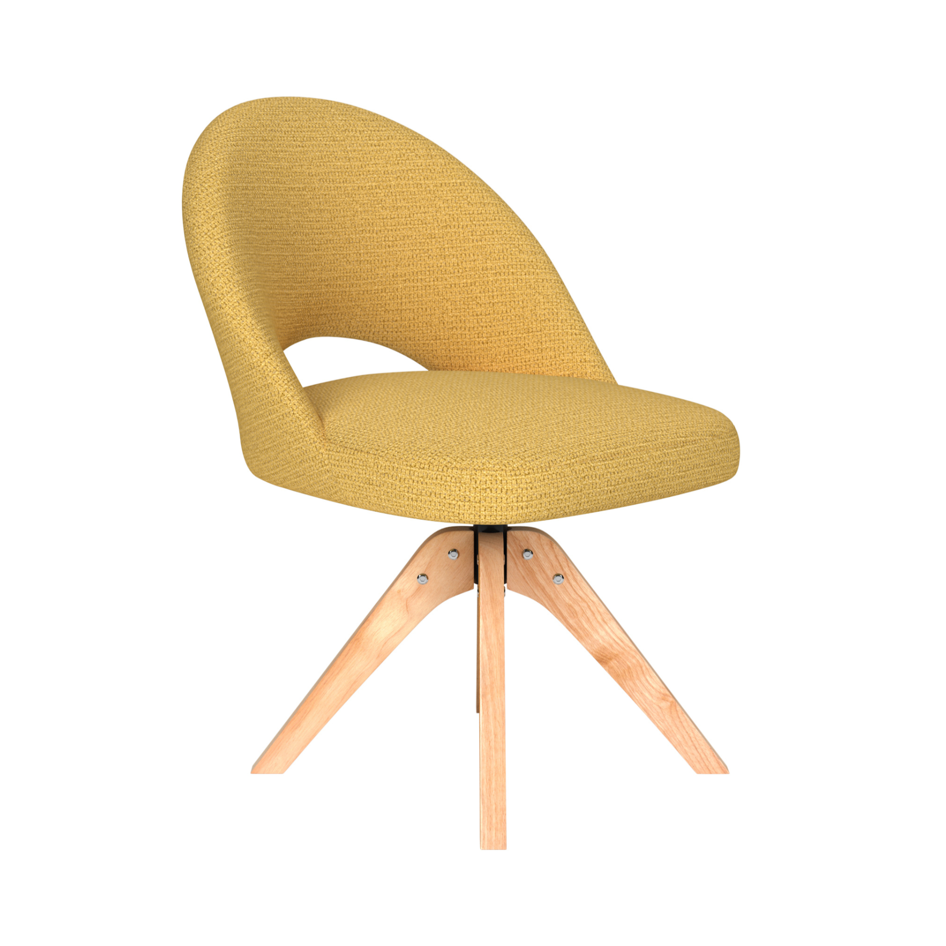 MICK yellow swivel chair with wooden base