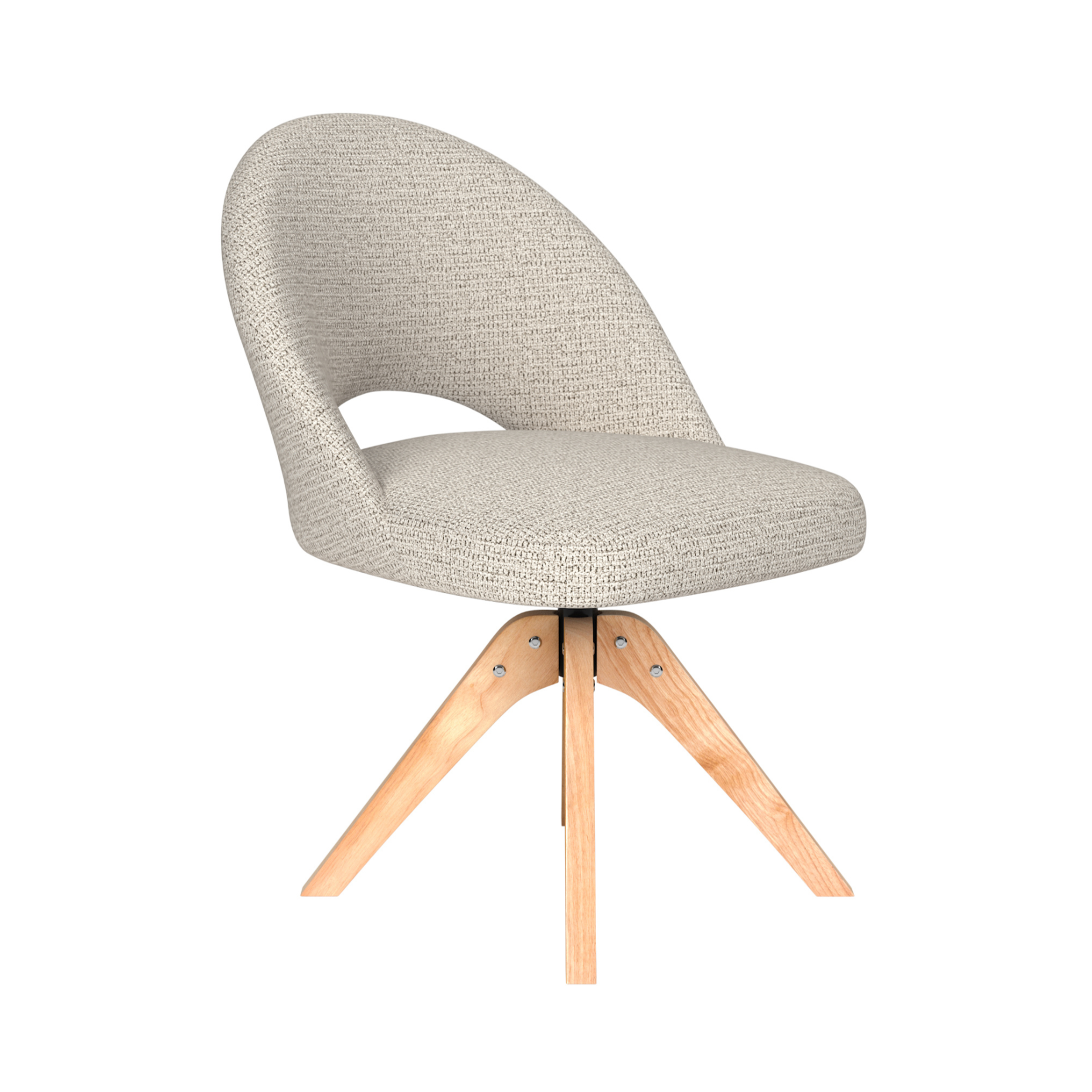 MICK swivel chair light beige with wooden base