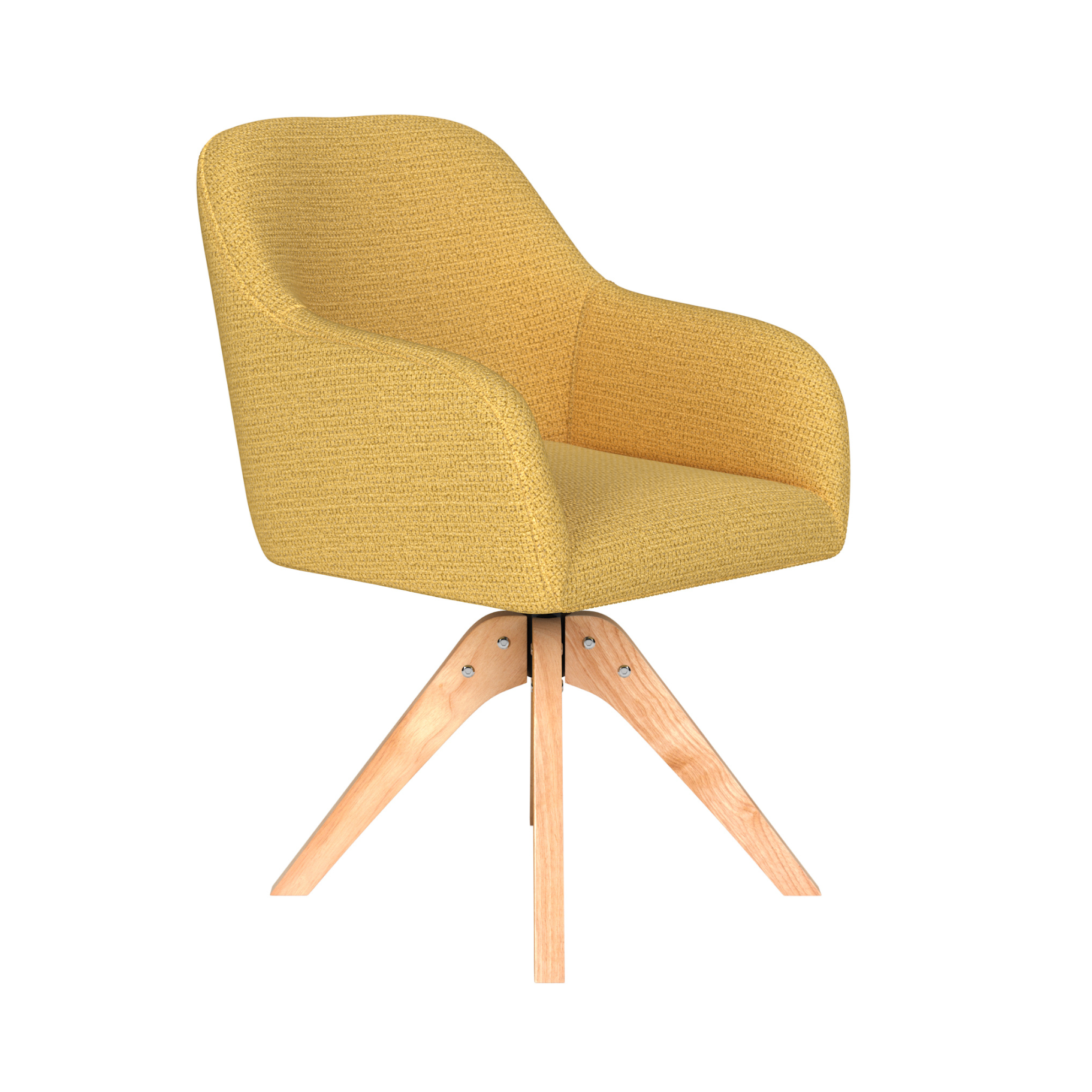 OTIS yellow swivel chair with wooden base