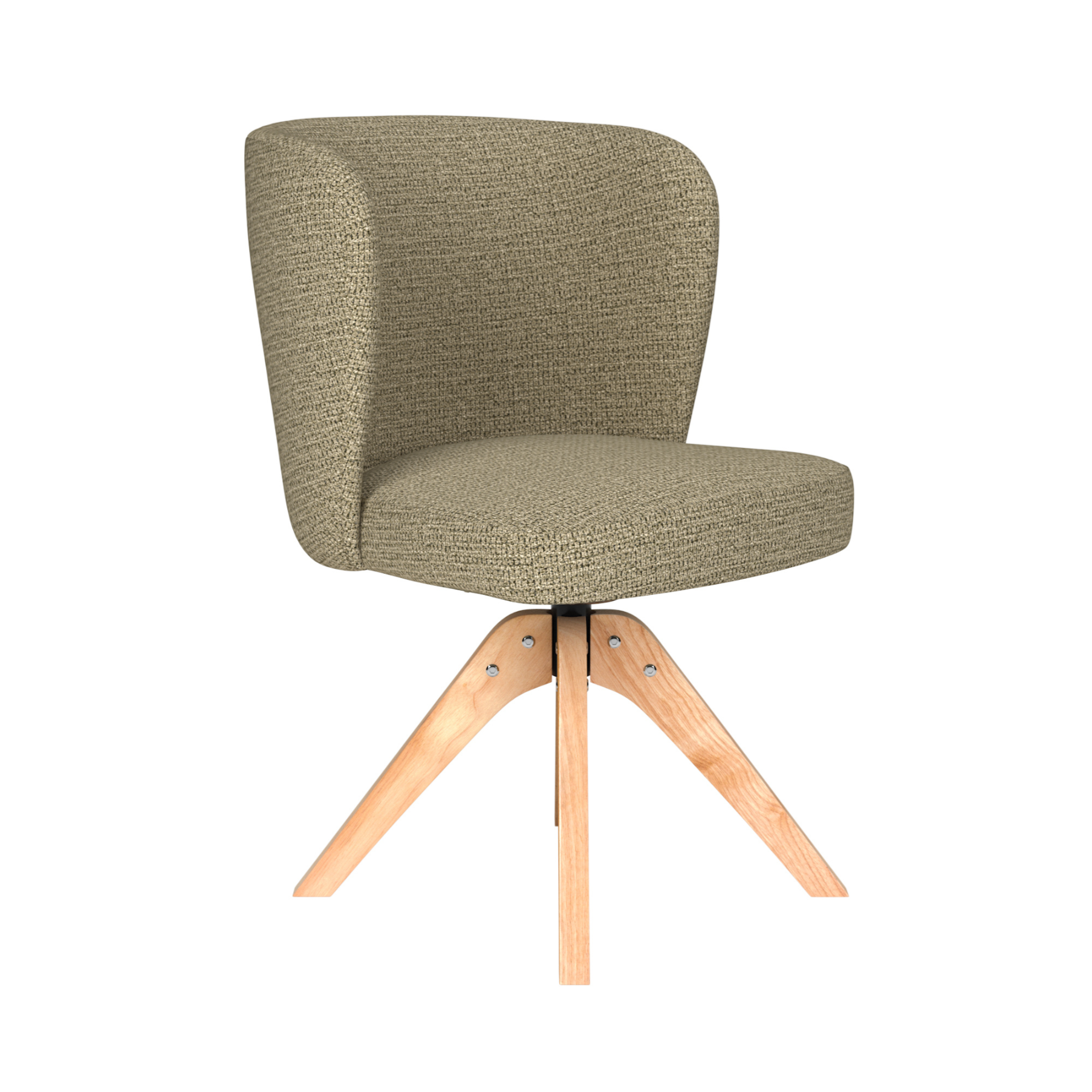 STAN green swivel chair with wooden base