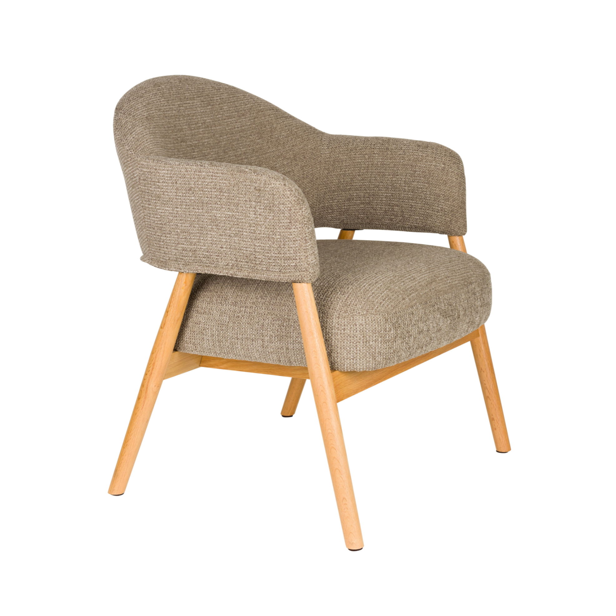 INDY brown armchair with wooden base