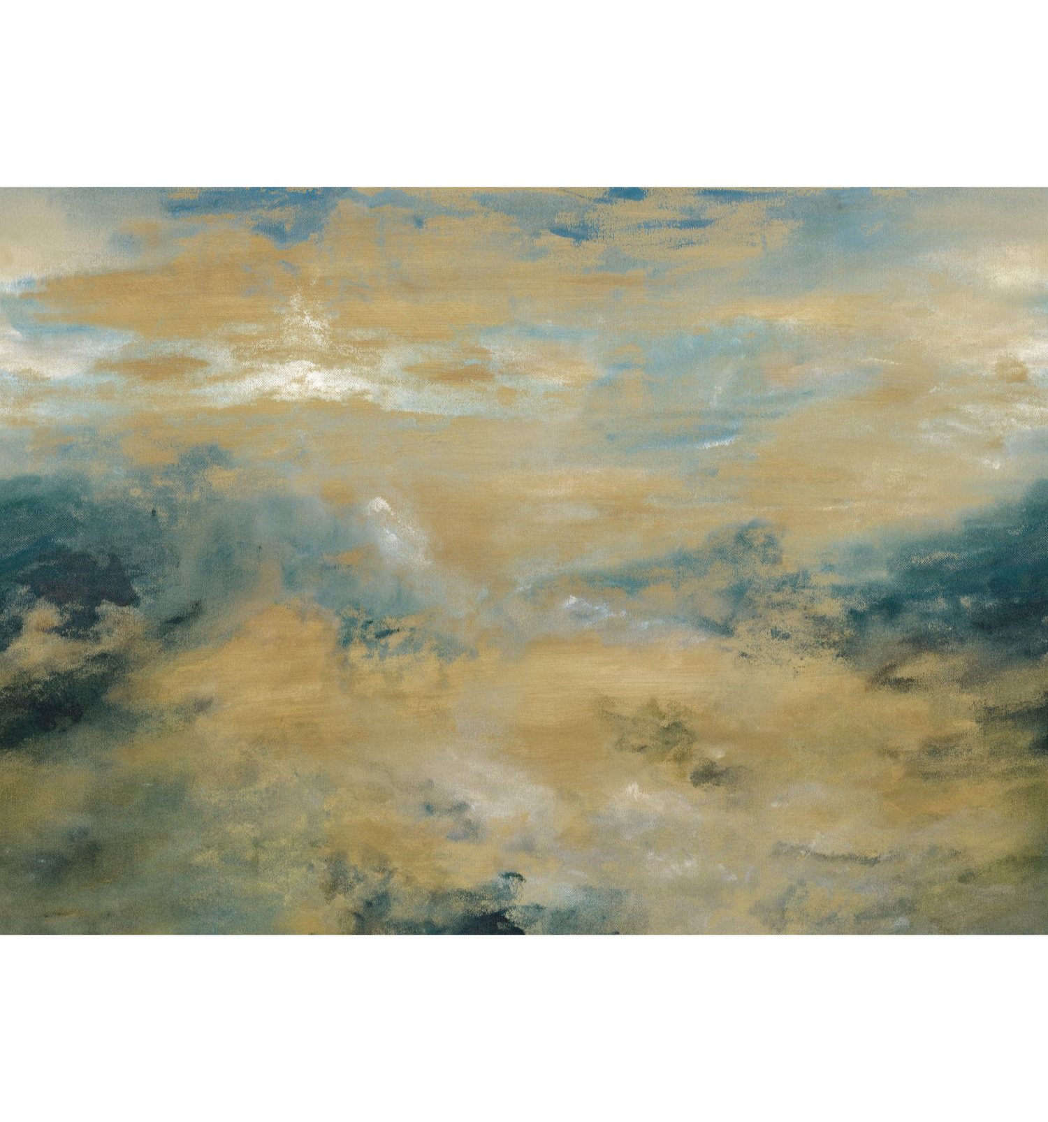 HEURE DOREE mural in beige with blue
