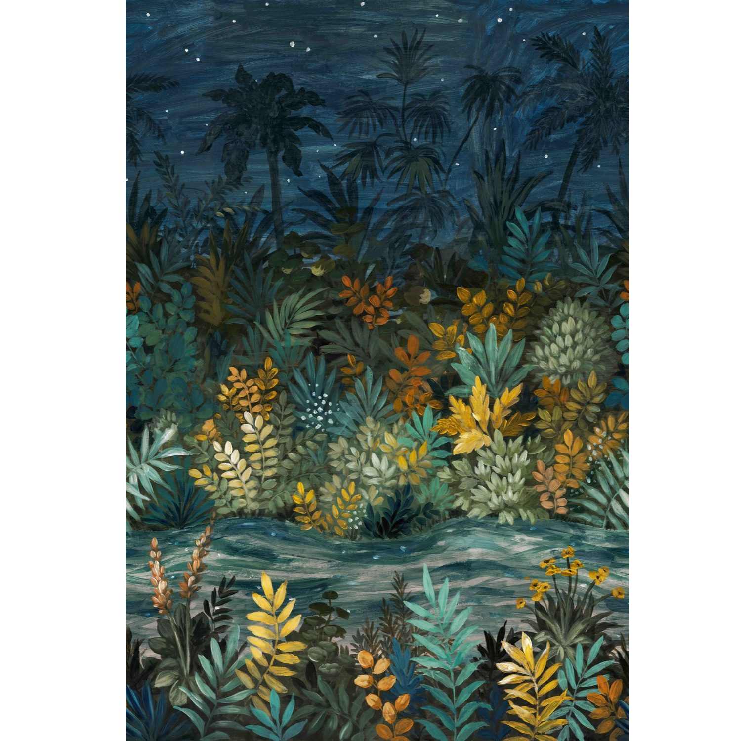 Starry Night mural blue with green