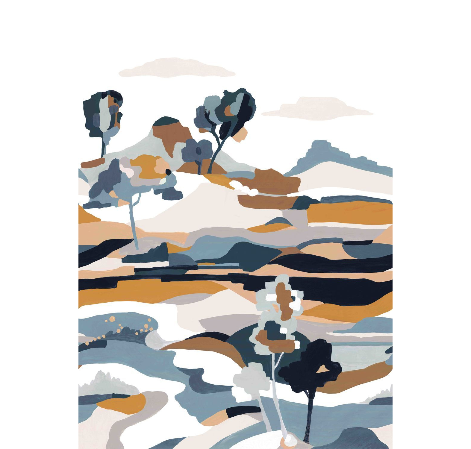 Mural LE BASSIN blue with beige
