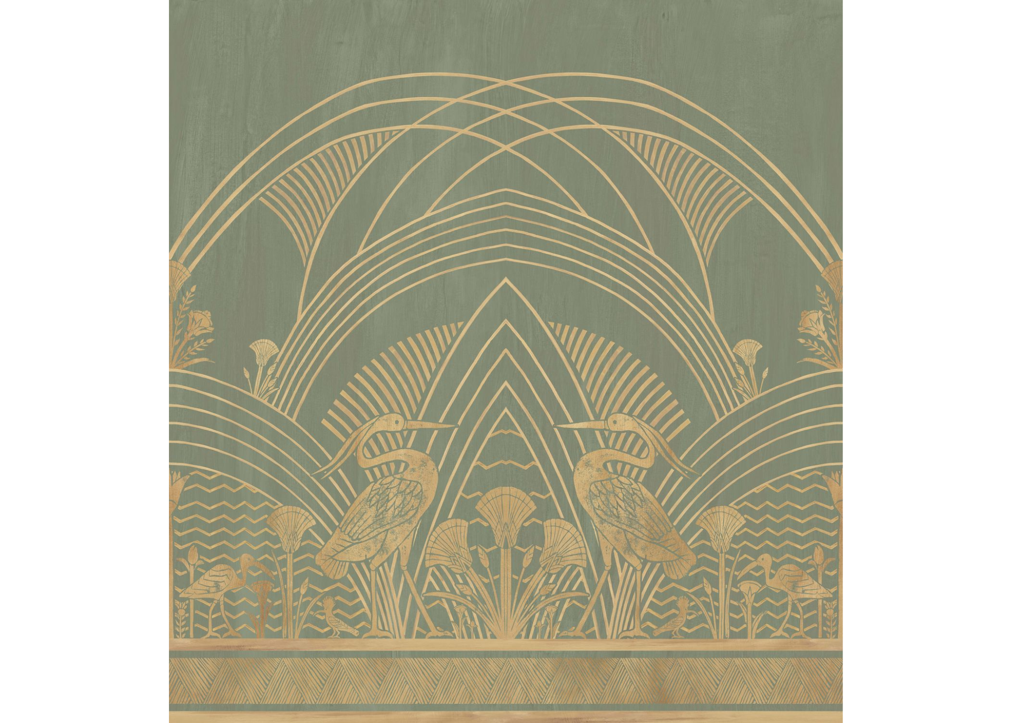 ELEPHANTINE green with gold mural