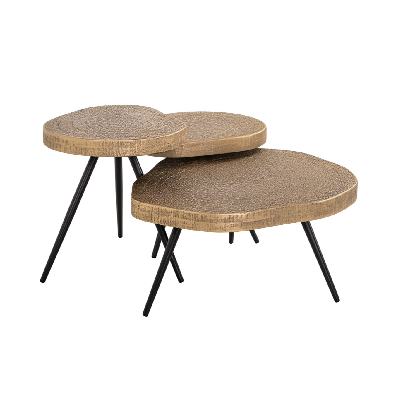 SYMBA Antique Gold Coffee Table Set with Black Base