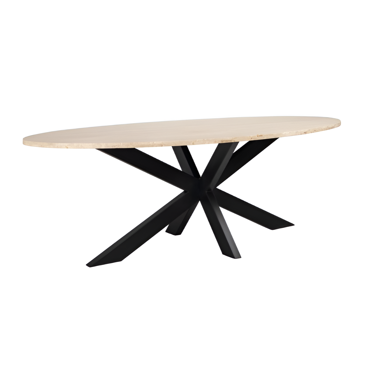 AVALON oval table travertine with a brown base